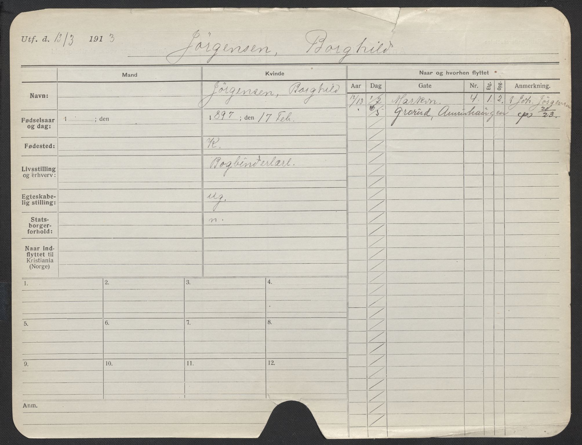 Oslo folkeregister, Registerkort, AV/SAO-A-11715/F/Fa/Fac/L0018: Kvinner, 1906-1914, s. 676a