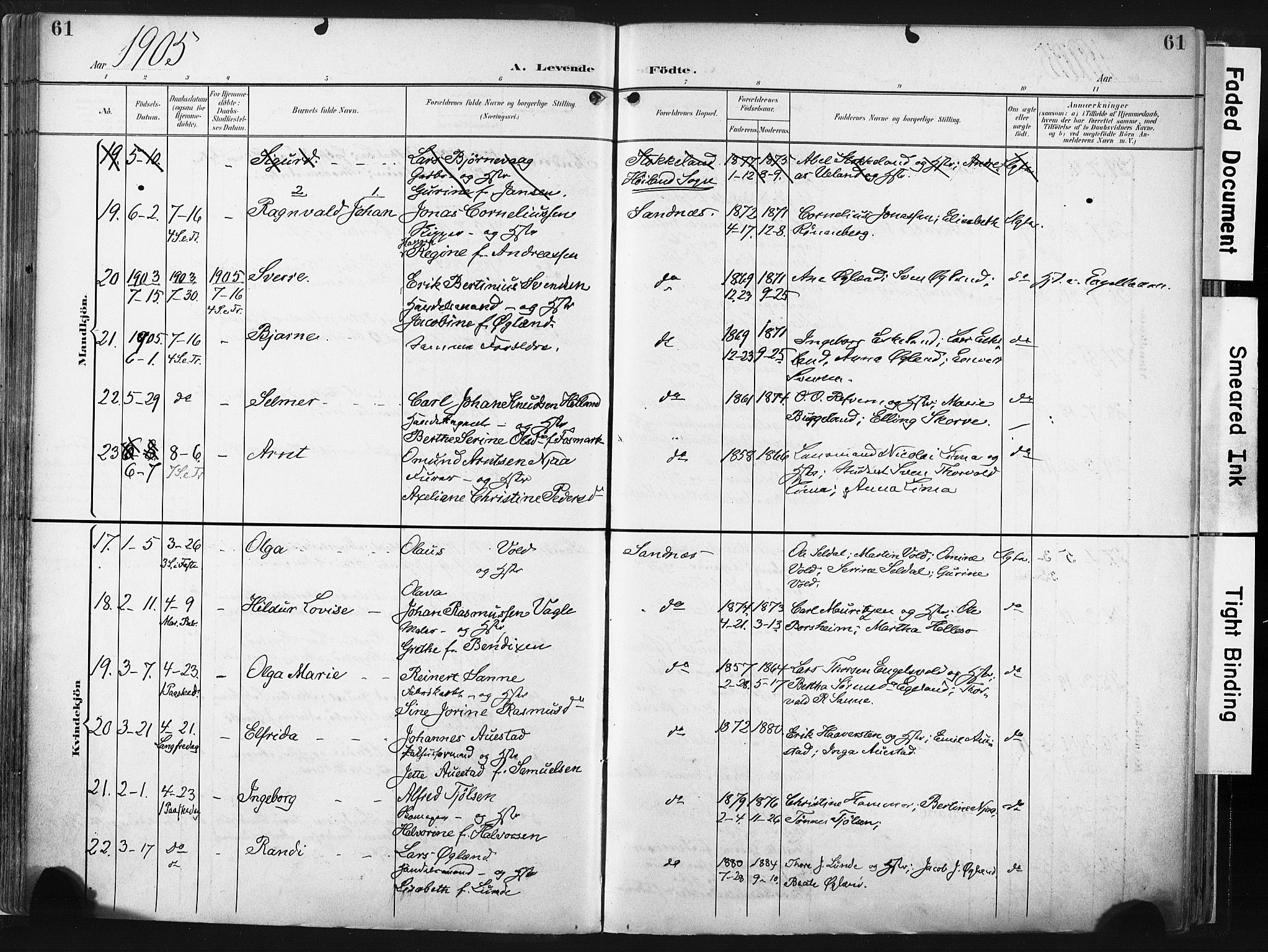 Høyland sokneprestkontor, AV/SAST-A-101799/001/30BA/L0016: Ministerialbok nr. A 16, 1899-1911, s. 61
