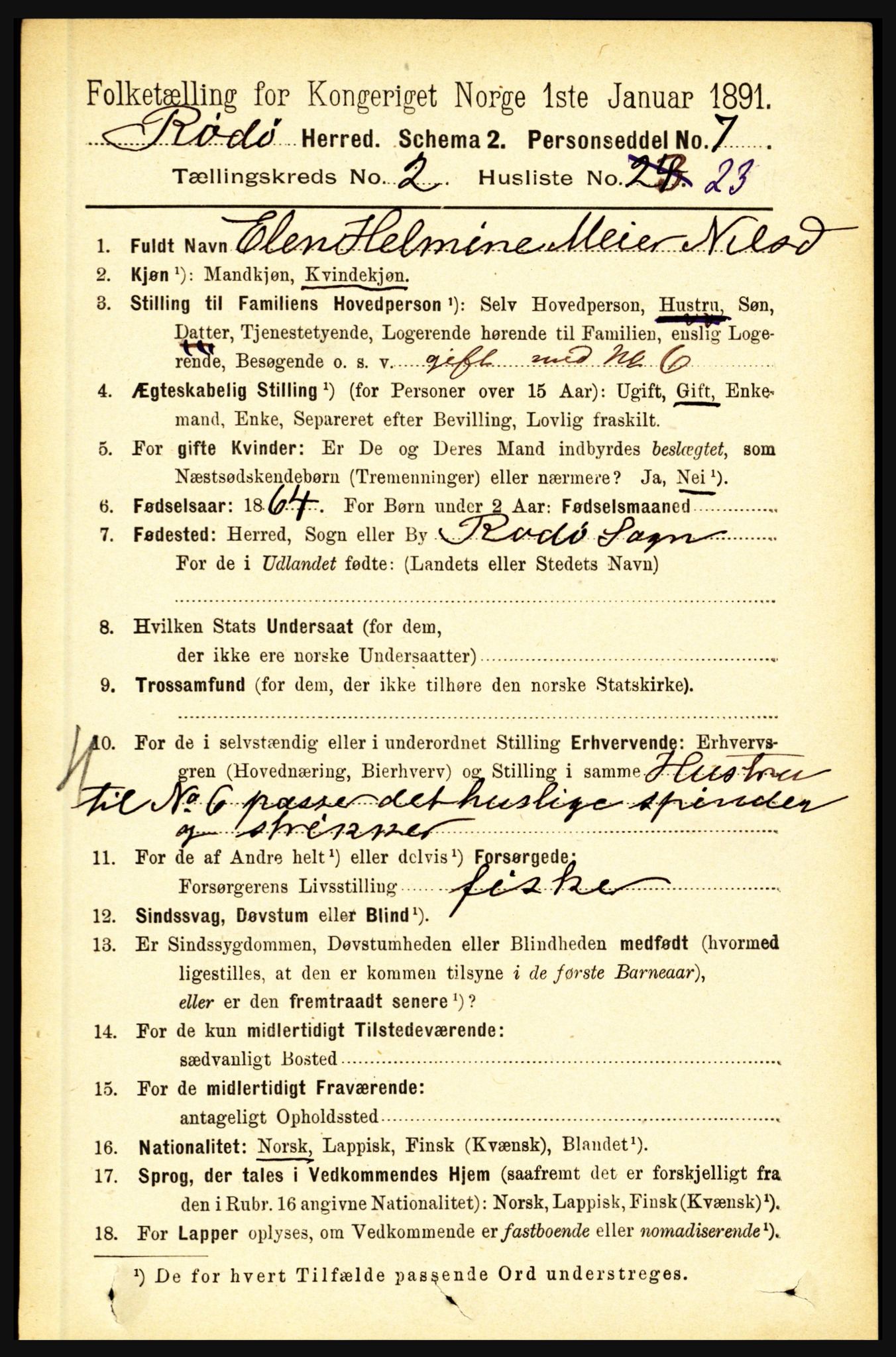 RA, Folketelling 1891 for 1836 Rødøy herred, 1891, s. 364