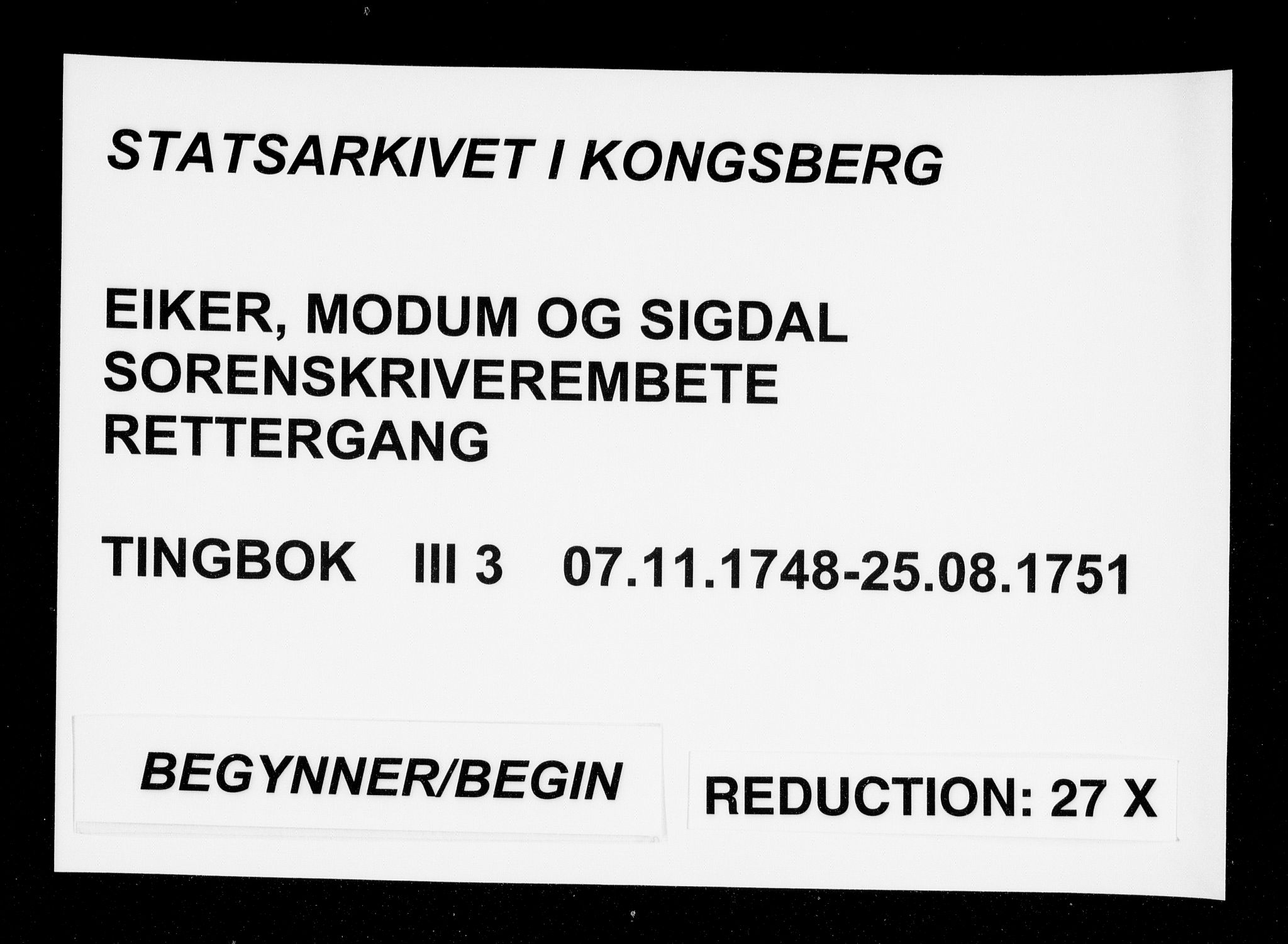 Eiker, Modum og Sigdal sorenskriveri, SAKO/A-123/F/Fa/Fac/L0003: Tingbok, 1748-1751