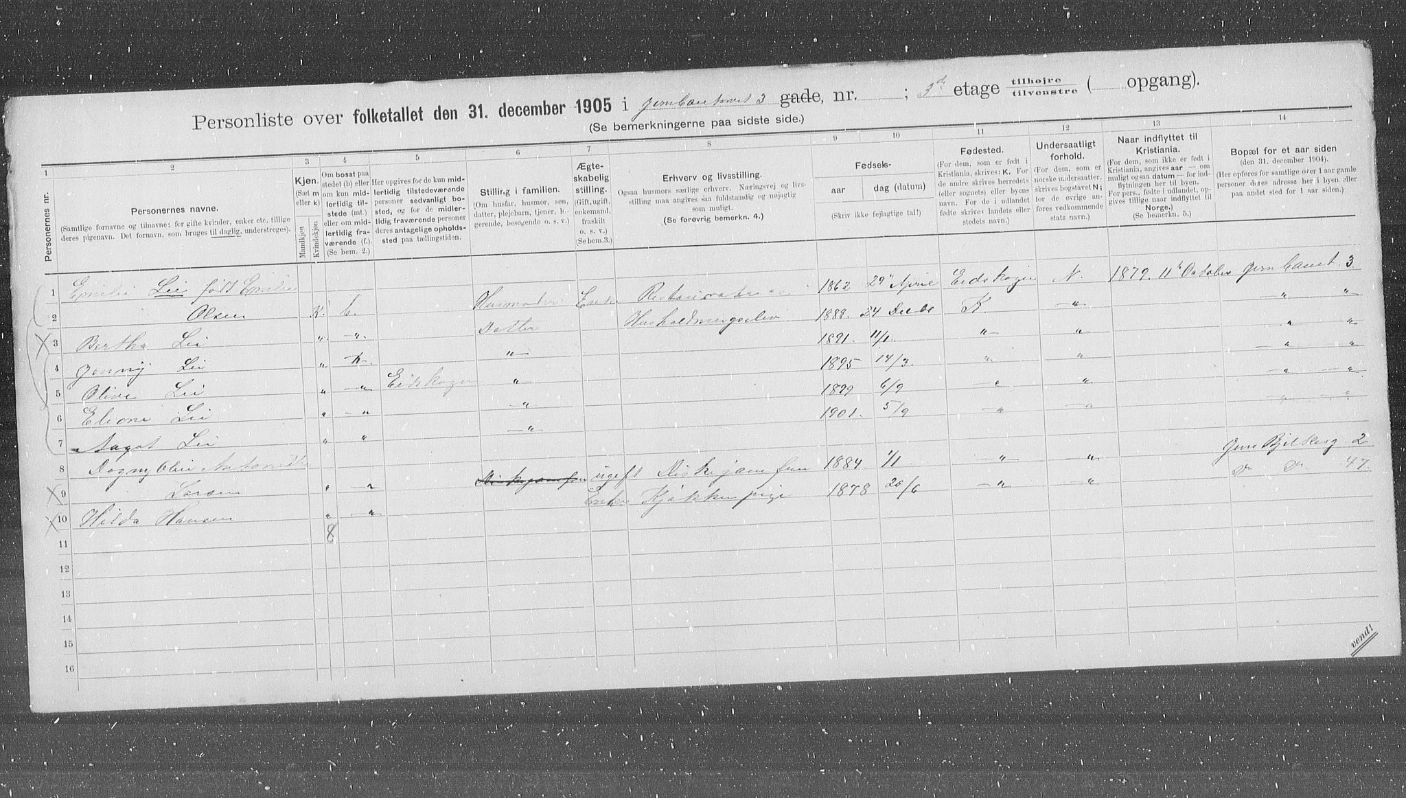 OBA, Kommunal folketelling 31.12.1905 for Kristiania kjøpstad, 1905, s. 24596