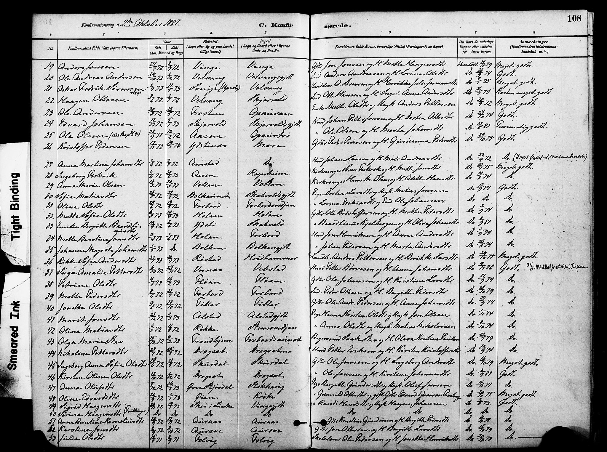 Ministerialprotokoller, klokkerbøker og fødselsregistre - Nord-Trøndelag, SAT/A-1458/712/L0100: Ministerialbok nr. 712A01, 1880-1900, s. 108