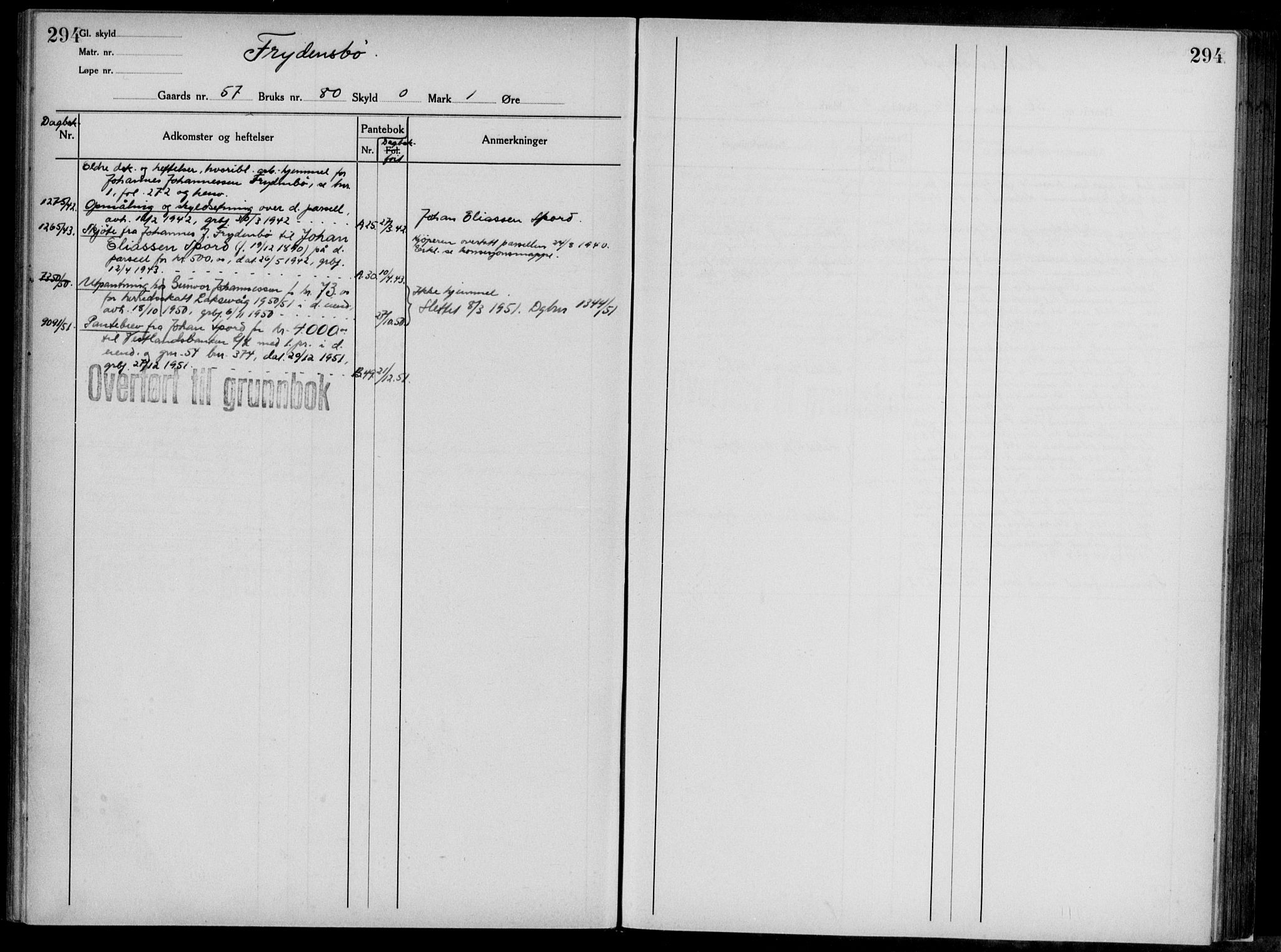 Midhordland sorenskriveri, AV/SAB-A-3001/1/G/Ga/Gab/L0117: Panteregister nr. II.A.b.117, s. 294