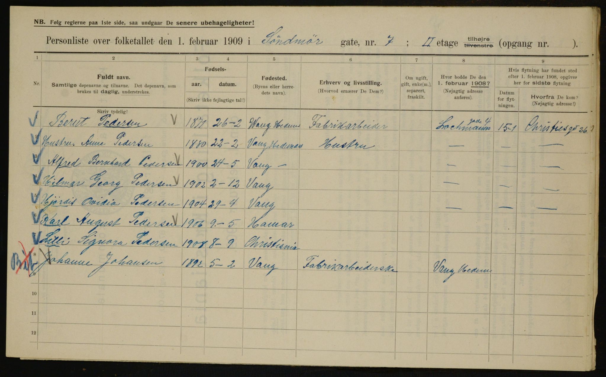 OBA, Kommunal folketelling 1.2.1909 for Kristiania kjøpstad, 1909, s. 94752