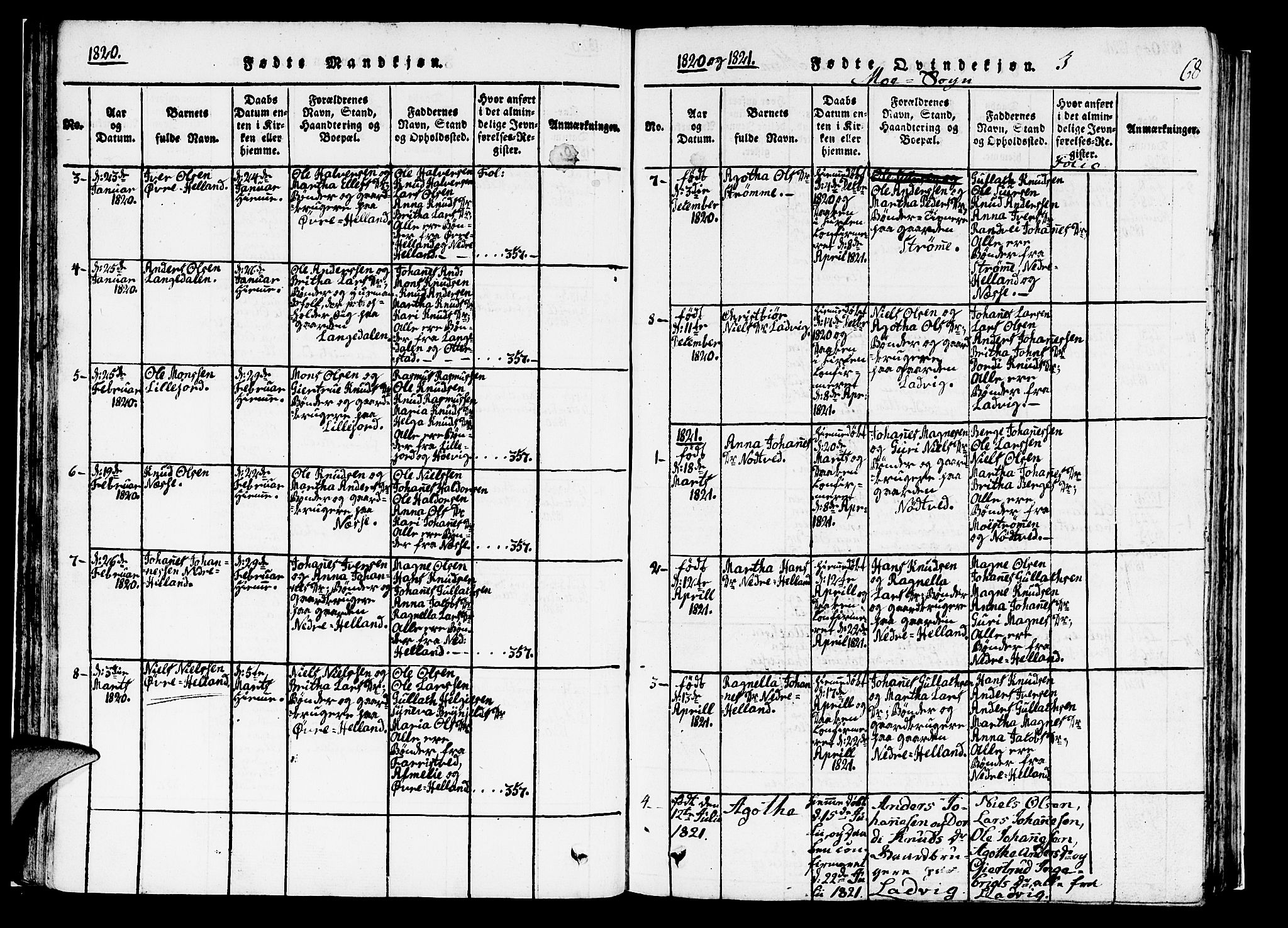 Hosanger sokneprestembete, SAB/A-75801/H/Haa: Ministerialbok nr. A 5, 1815-1824, s. 68