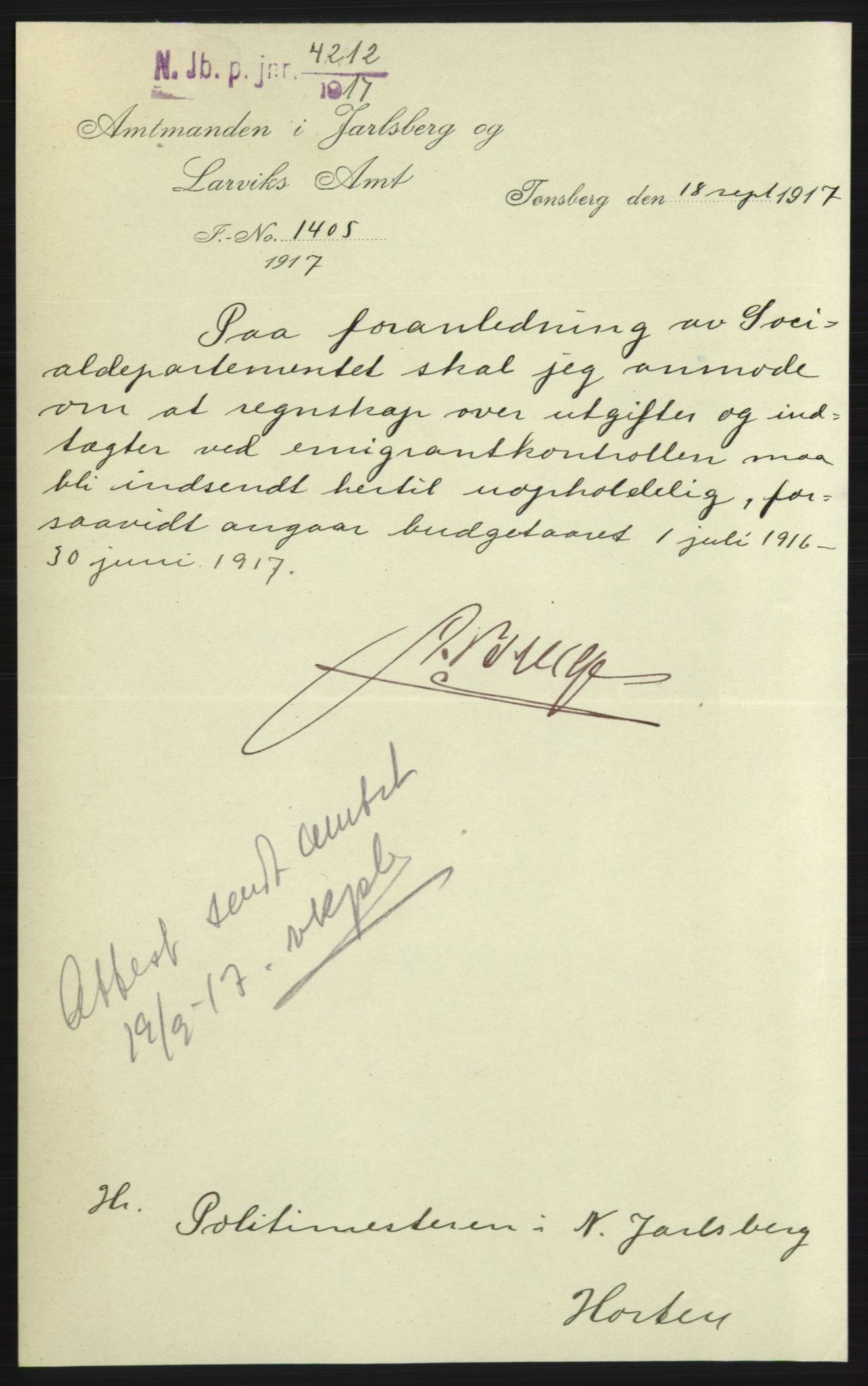 Nord-Jarlsberg politikammer, SAKO/A-739/I/Ia/Iab/L0001: Emigrantprotokoll, 1912-1918, s. 149