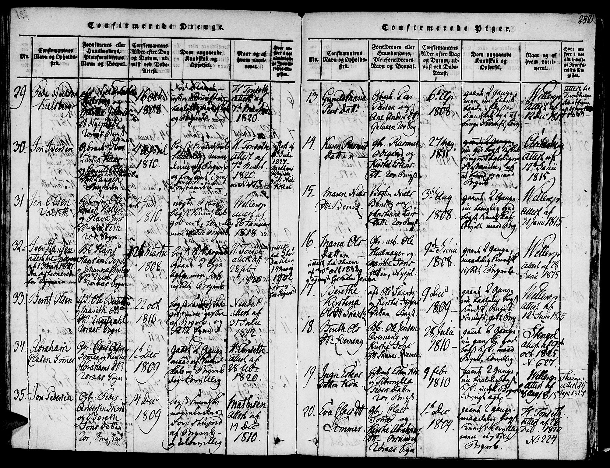 Ministerialprotokoller, klokkerbøker og fødselsregistre - Sør-Trøndelag, SAT/A-1456/681/L0929: Ministerialbok nr. 681A07, 1817-1828, s. 282