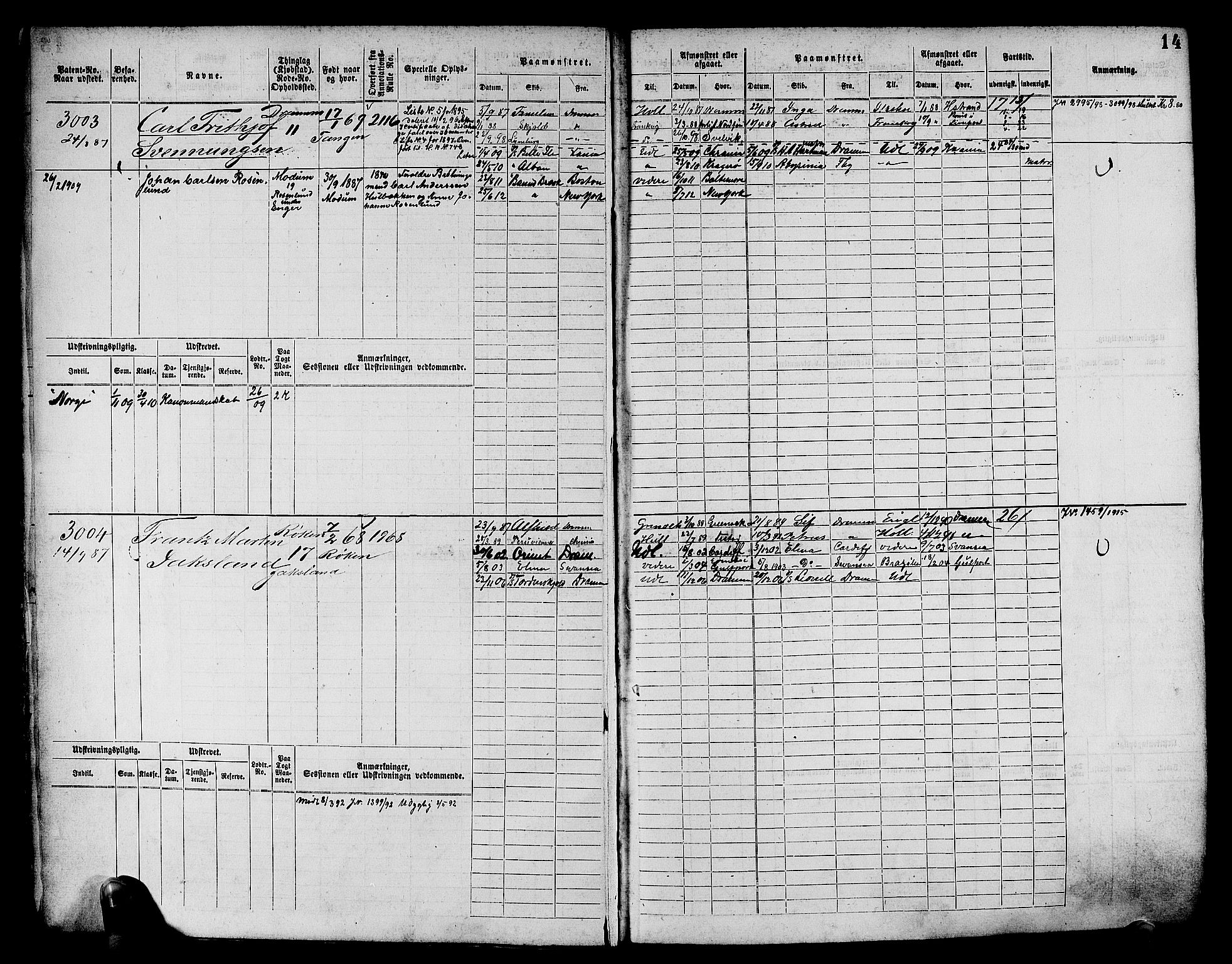 Drammen innrulleringsdistrikt, AV/SAKO-A-781/F/Fc/L0004: Hovedrulle, 1885, s. 16