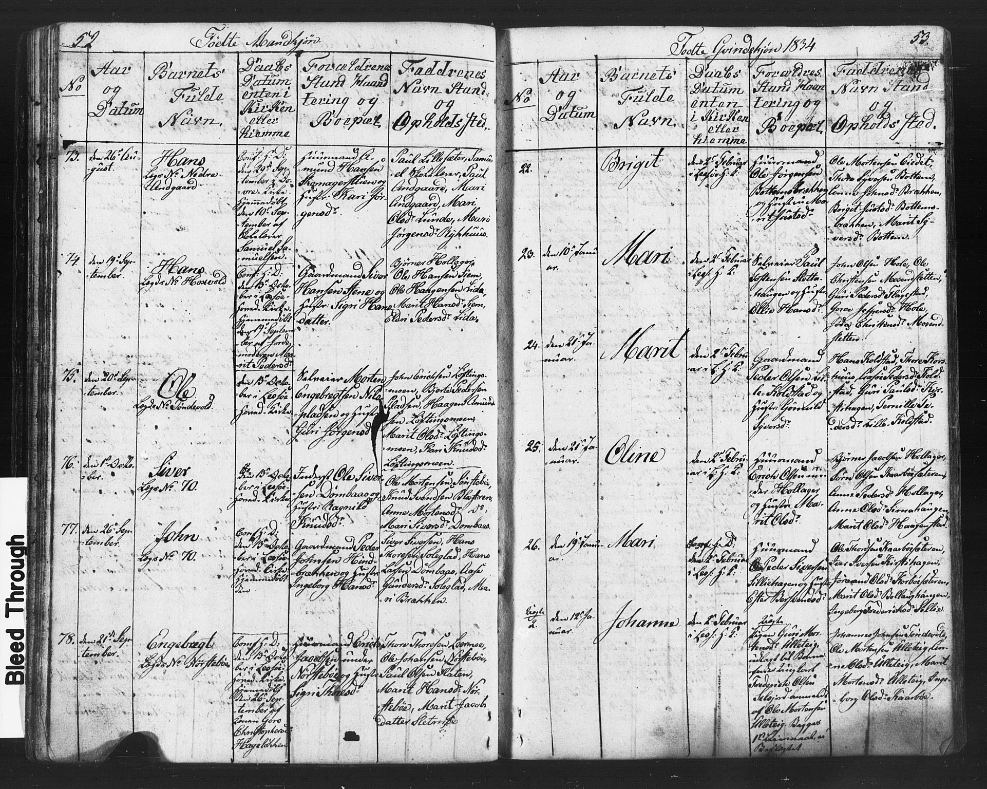 Lesja prestekontor, AV/SAH-PREST-068/H/Ha/Hab/L0002: Klokkerbok nr. 2, 1832-1850, s. 52-53