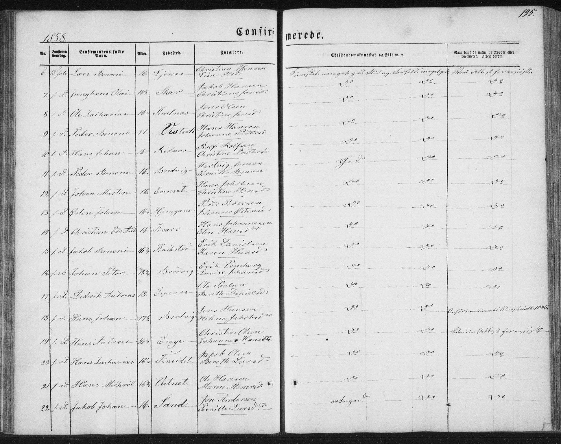 Ministerialprotokoller, klokkerbøker og fødselsregistre - Nordland, AV/SAT-A-1459/852/L0738: Ministerialbok nr. 852A08, 1849-1865, s. 195