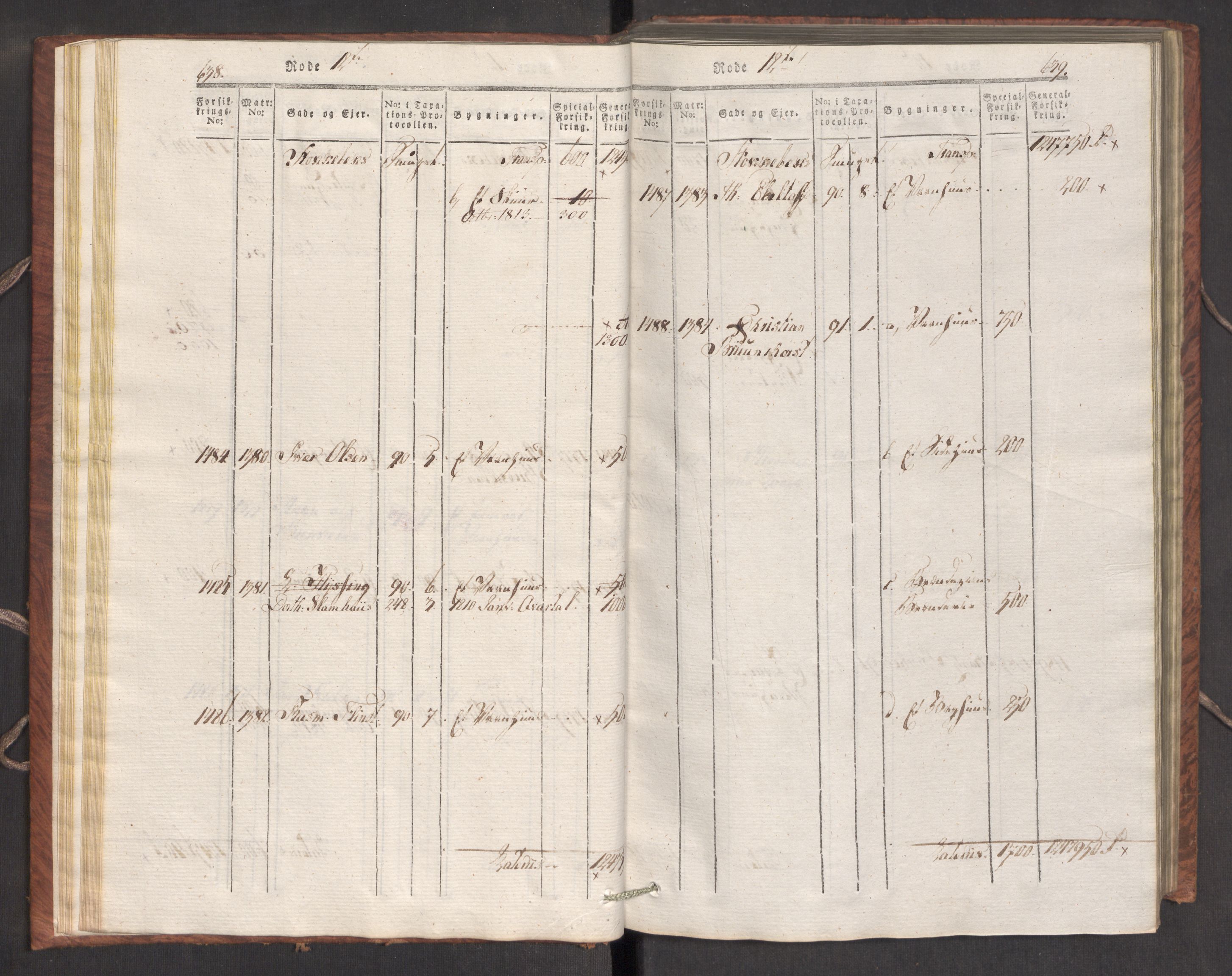 Kommersekollegiet, Brannforsikringskontoret 1767-1814, AV/RA-EA-5458/F/Fa/L0007/0002: Bergen / Branntakstprotokoll, 1807-1817, s. 638-639