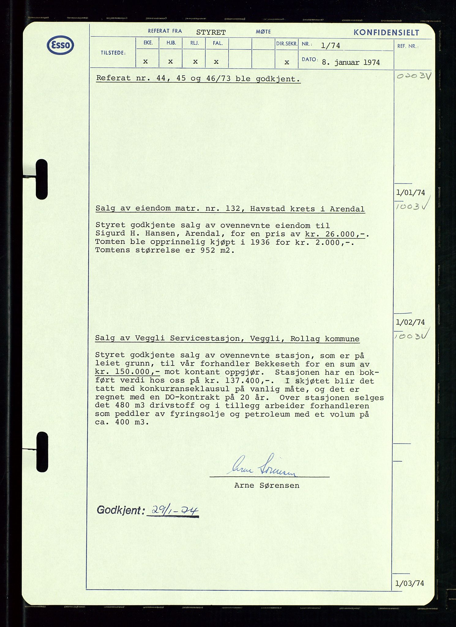 Pa 0982 - Esso Norge A/S, AV/SAST-A-100448/A/Aa/L0003/0002: Den administrerende direksjon Board minutes (styrereferater) og Bedriftforsamlingsprotokoll / Den administrerende direksjon Board minutes (styrereferater), 1970-1974, s. 38