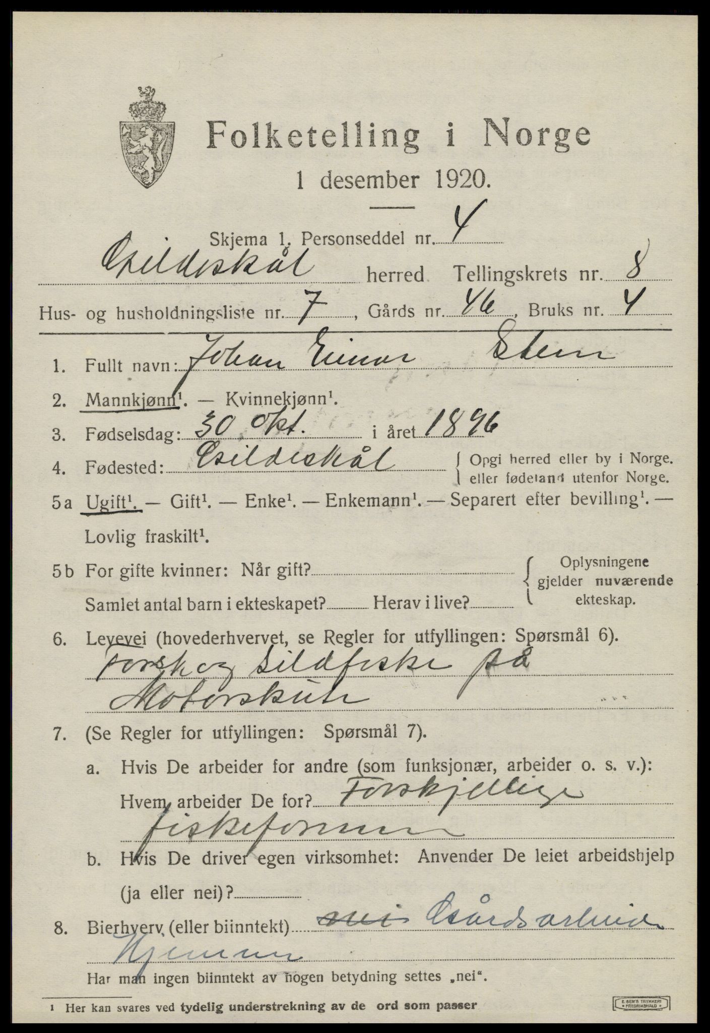 SAT, Folketelling 1920 for 1838 Gildeskål herred, 1920, s. 5484