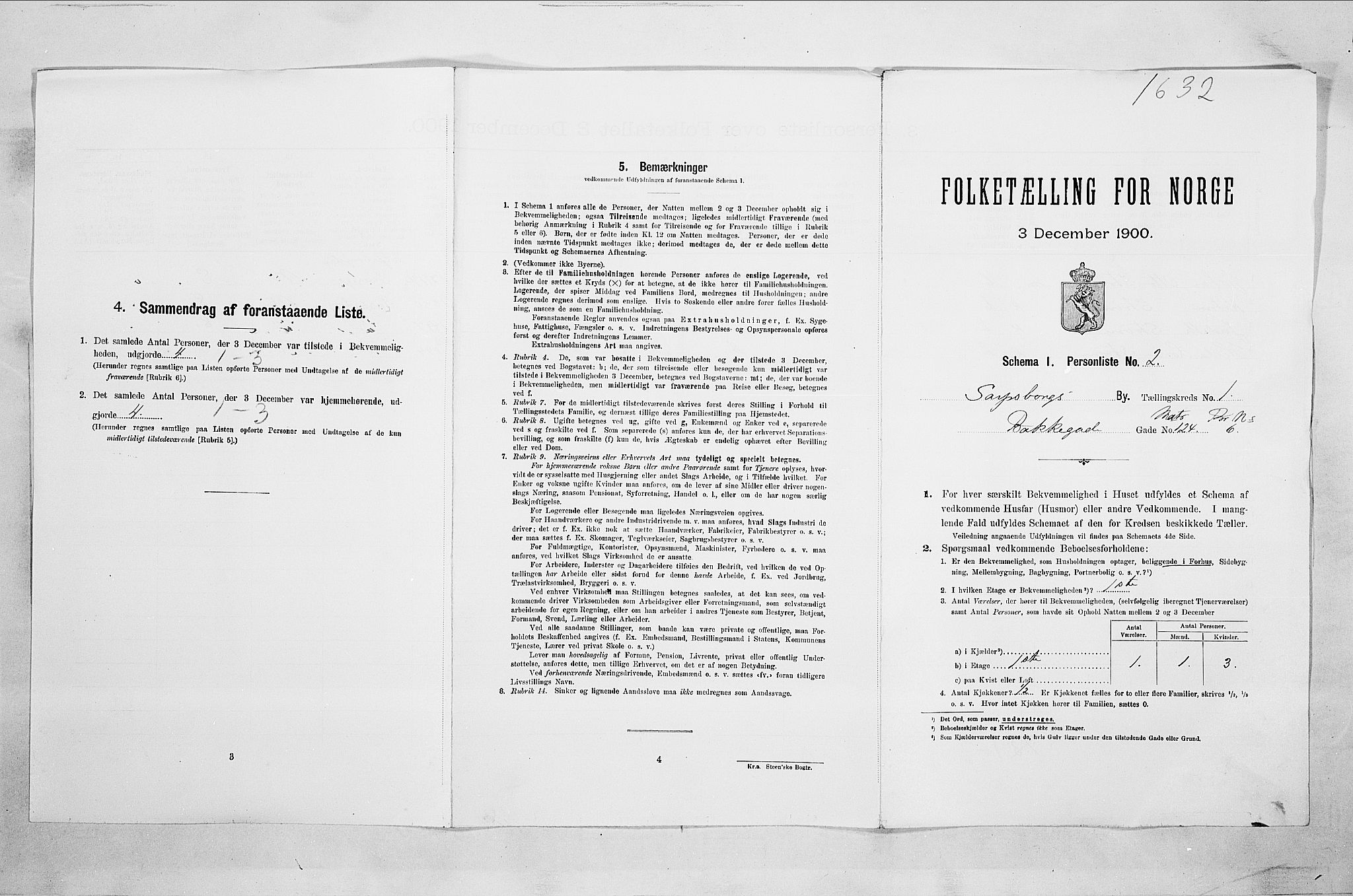 SAO, Folketelling 1900 for 0102 Sarpsborg kjøpstad, 1900