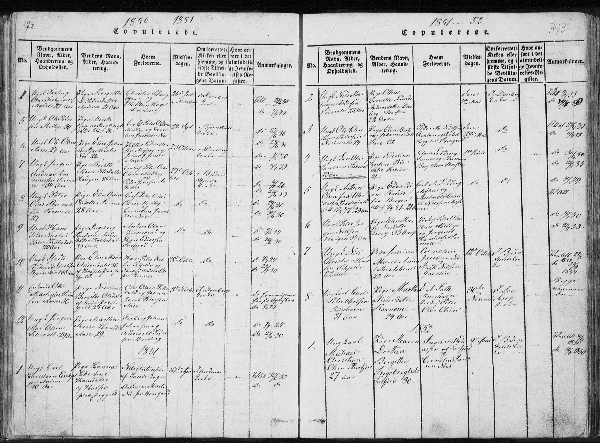 Ministerialprotokoller, klokkerbøker og fødselsregistre - Nordland, AV/SAT-A-1459/897/L1411: Klokkerbok nr. 897C01, 1820-1866, s. 392-393