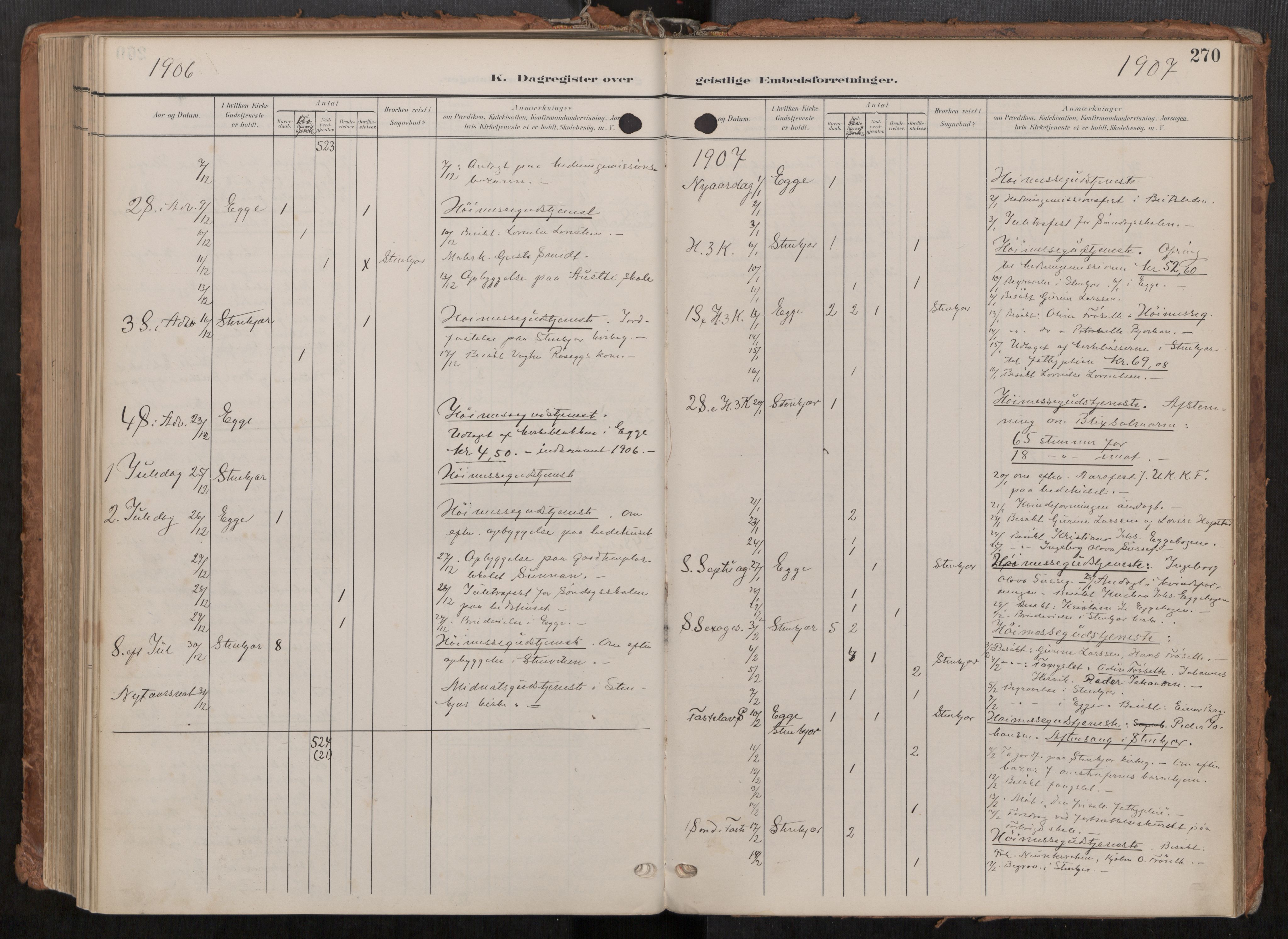 Steinkjer sokneprestkontor, SAT/A-1541/01/H/Ha/Haa/L0001: Ministerialbok nr. 1, 1904-1912, s. 270