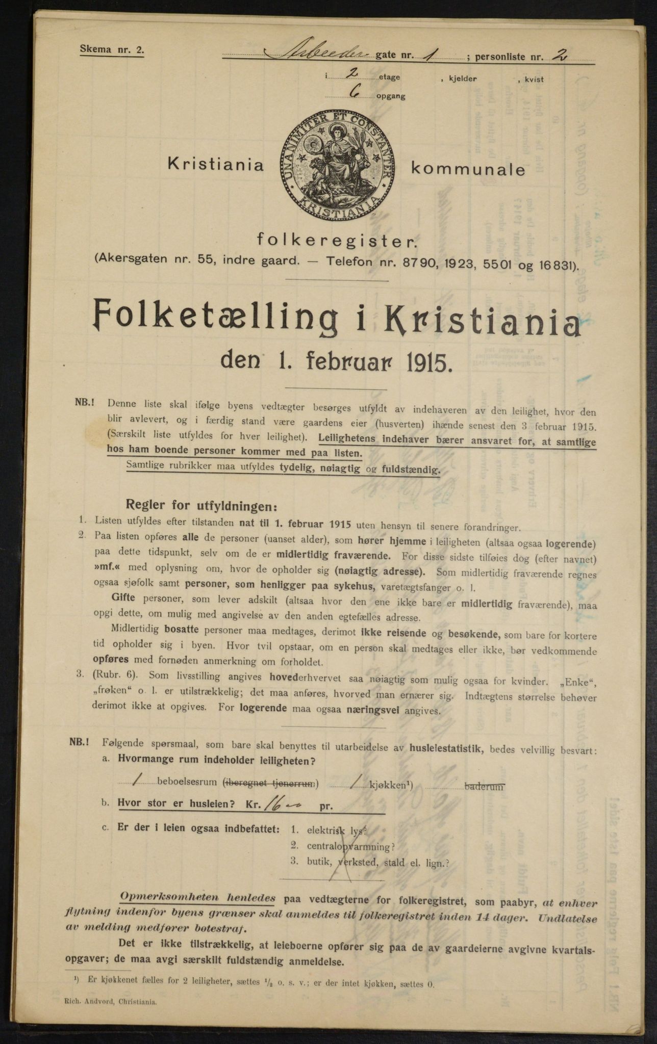 OBA, Kommunal folketelling 1.2.1915 for Kristiania, 1915, s. 1426