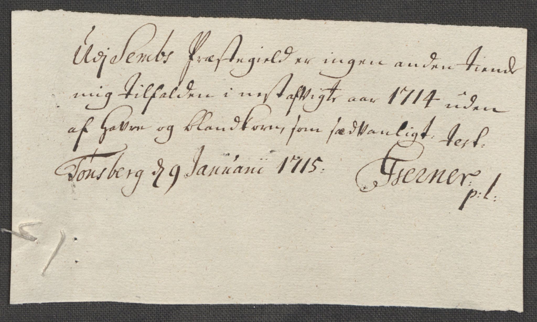 Rentekammeret inntil 1814, Reviderte regnskaper, Fogderegnskap, RA/EA-4092/R32/L1879: Fogderegnskap Jarlsberg grevskap, 1714-1715, s. 123