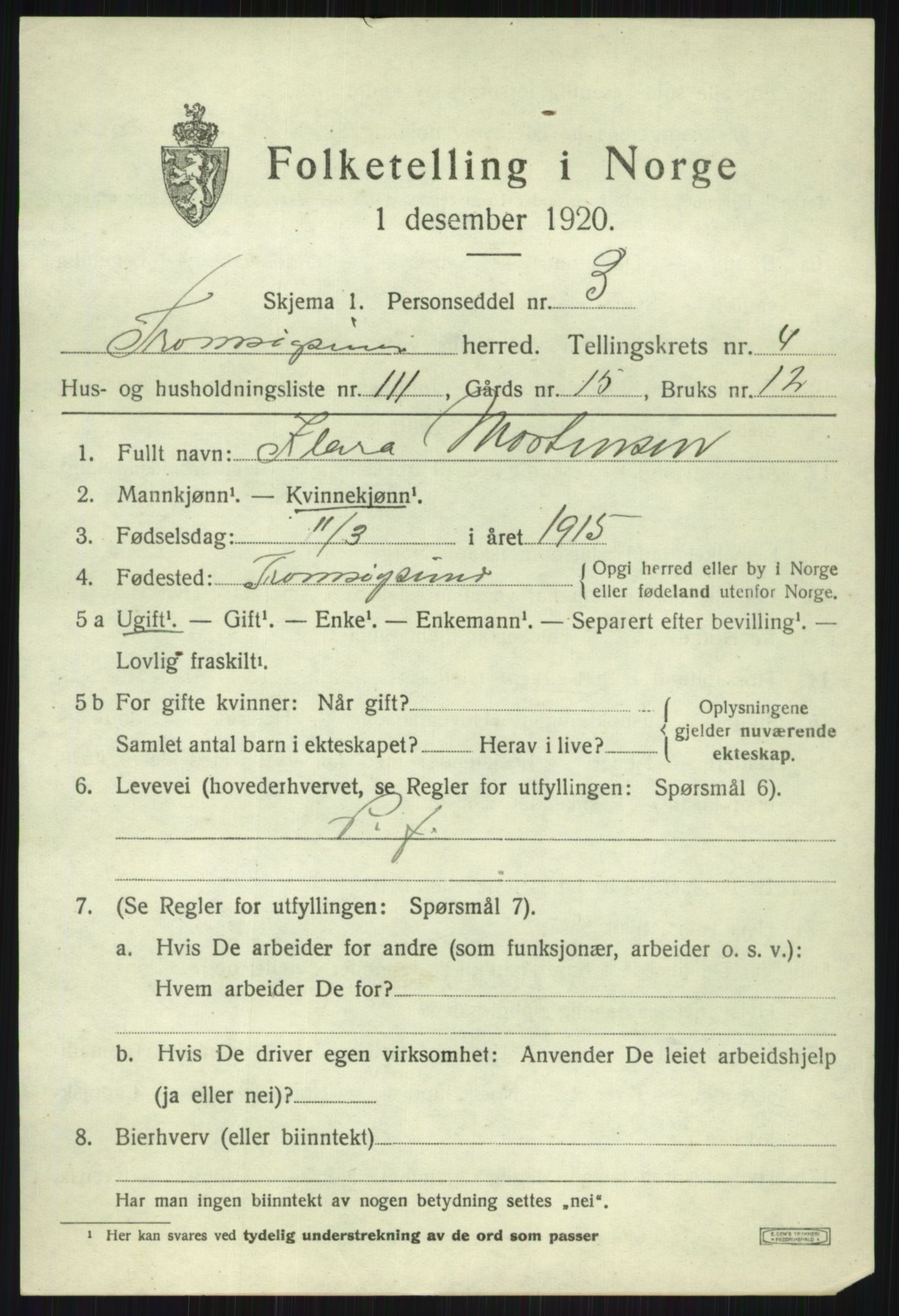 SATØ, Folketelling 1920 for 1934 Tromsøysund herred, 1920, s. 4718