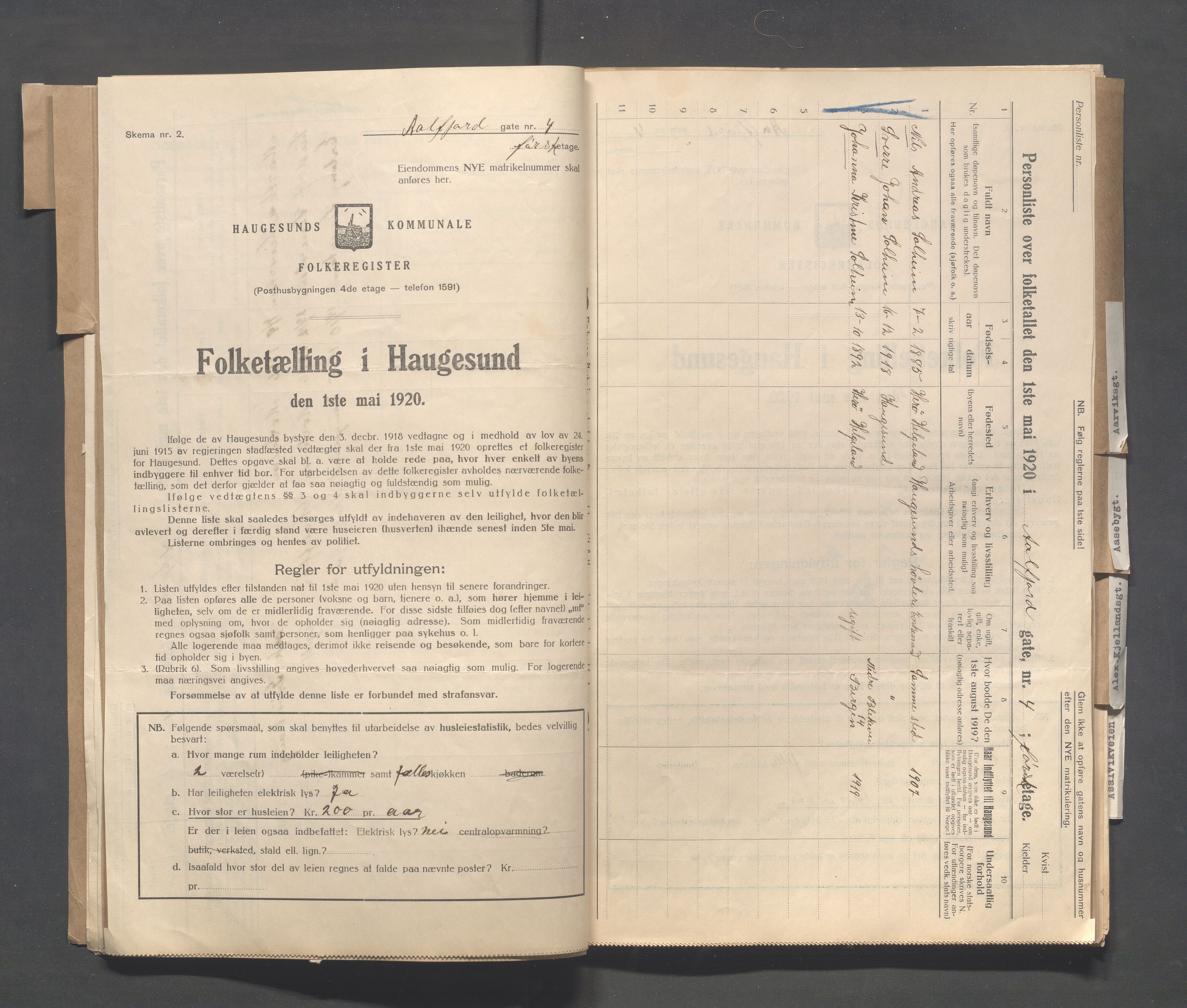 IKAR, Kommunal folketelling 1.5.1920 for Haugesund, 1920, s. 11