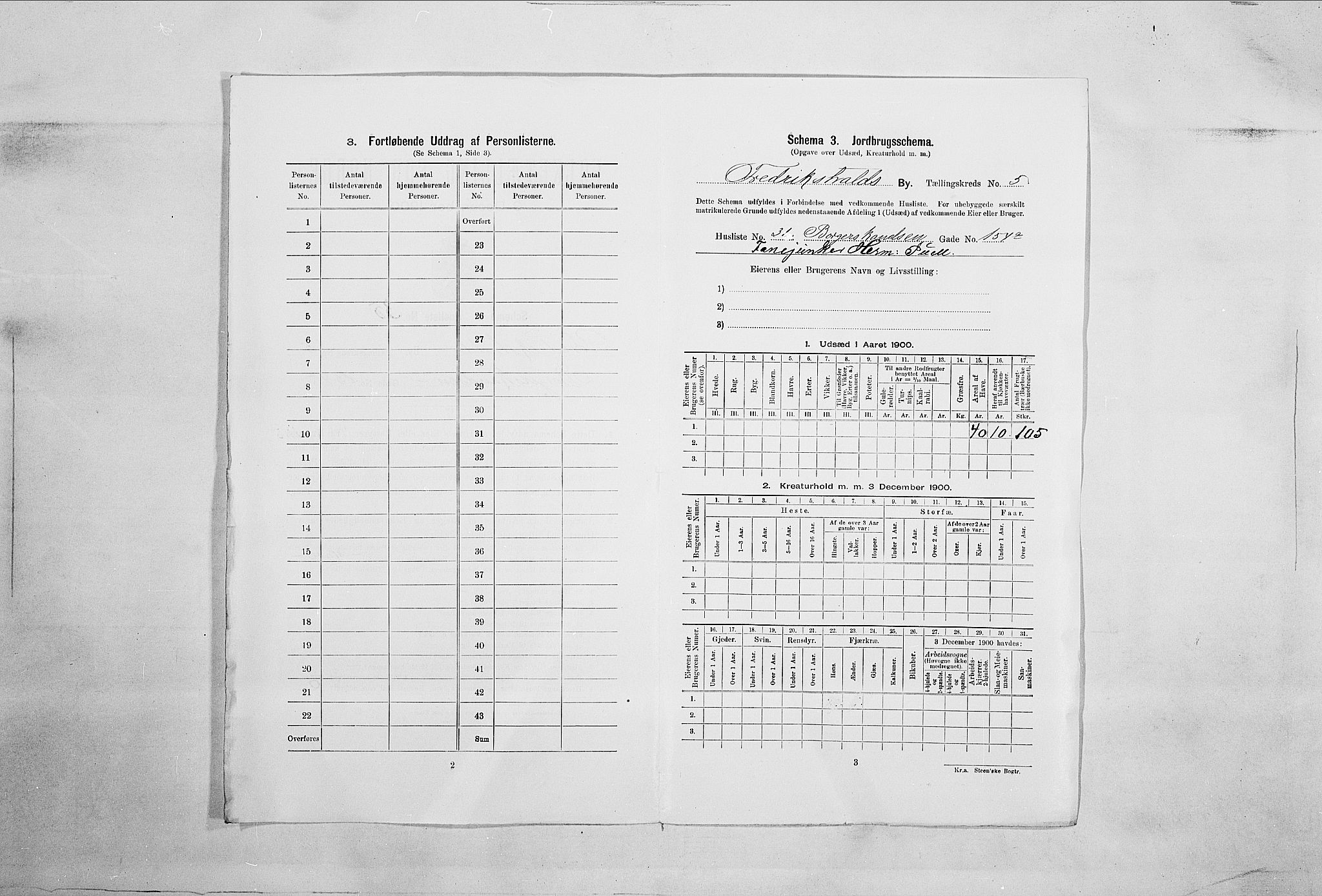 SAO, Folketelling 1900 for 0101 Fredrikshald kjøpstad, 1900