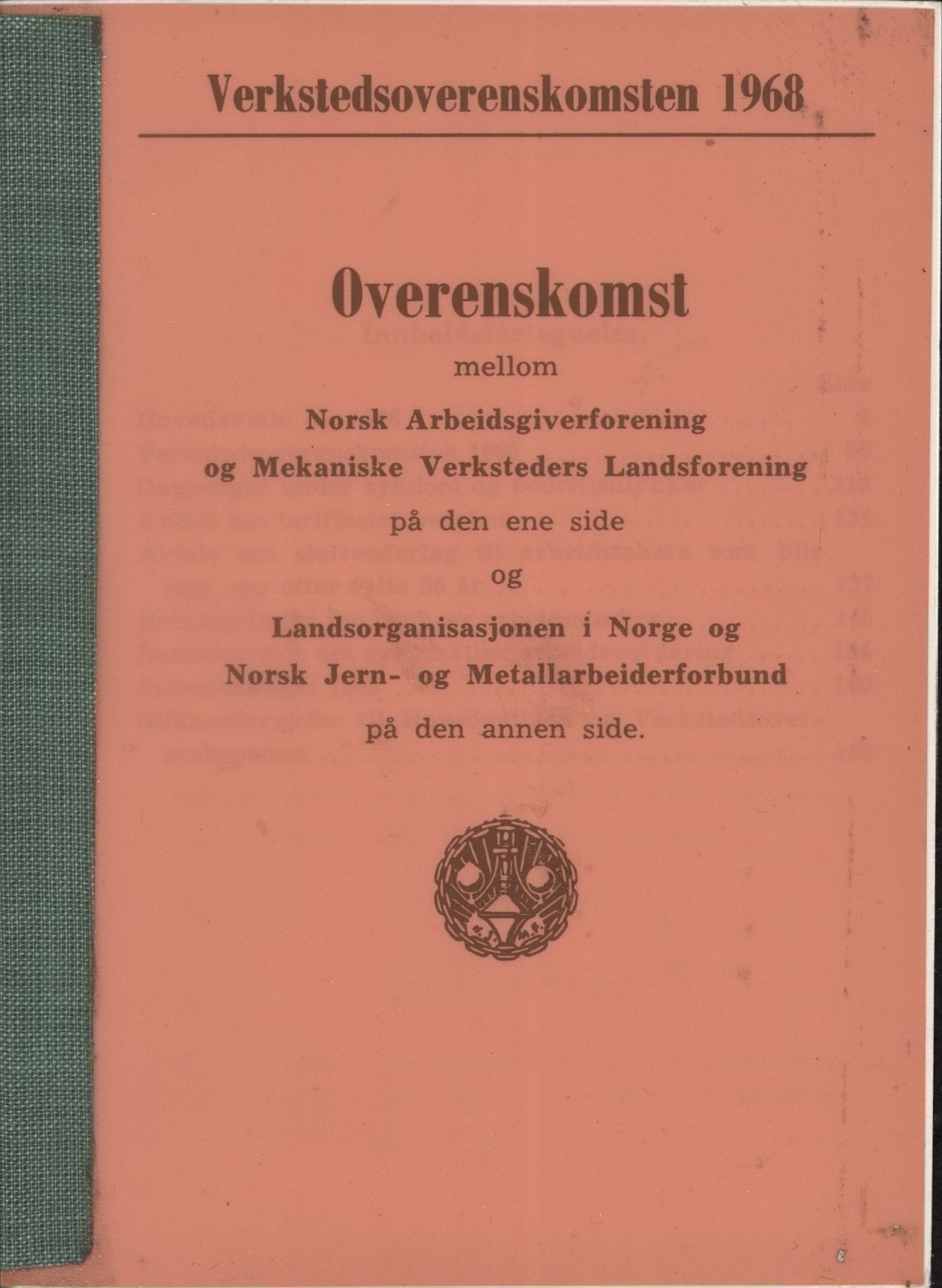 Norsk jern- og metallarbeiderforbund, AAB/ARK-1659/O/L0001/0034: Verkstedsoverenskomsten / Verkstedsoverenskomsten, 1968