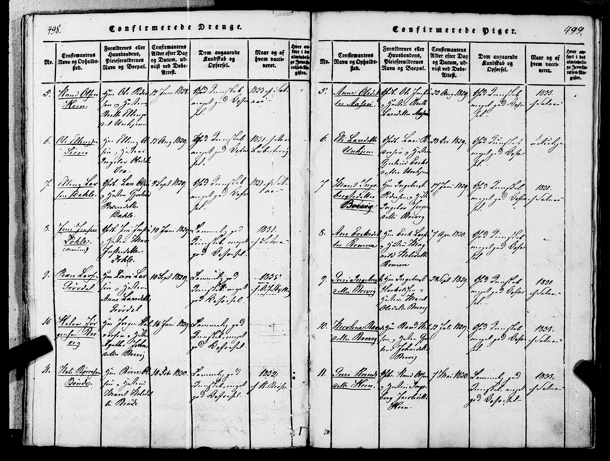 Ministerialprotokoller, klokkerbøker og fødselsregistre - Møre og Romsdal, SAT/A-1454/545/L0585: Ministerialbok nr. 545A01, 1818-1853, s. 498-499