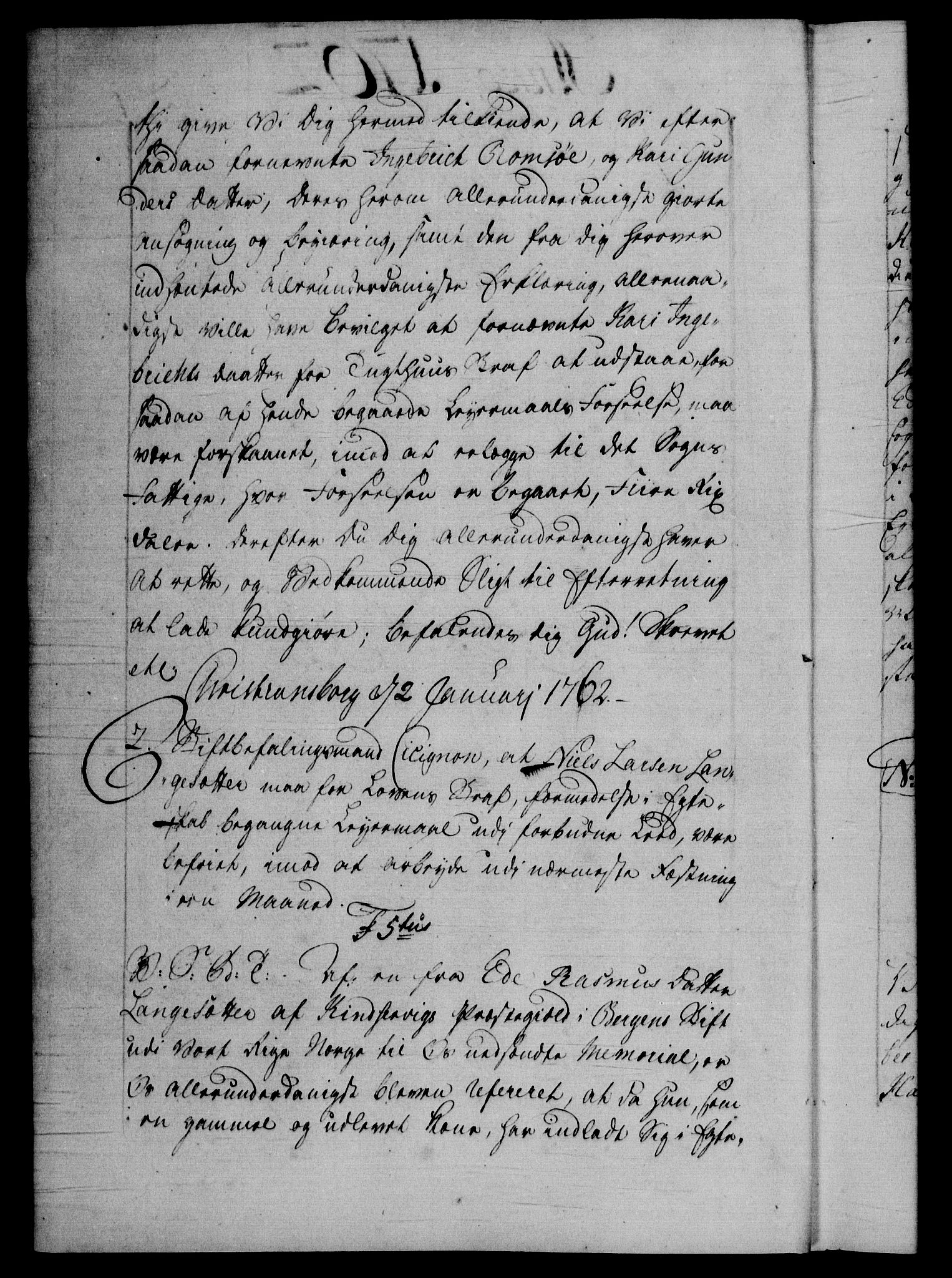 Danske Kanselli 1572-1799, RA/EA-3023/F/Fc/Fca/Fcab/L0037: Norske tegnelser, 1762-1766, s. 1b