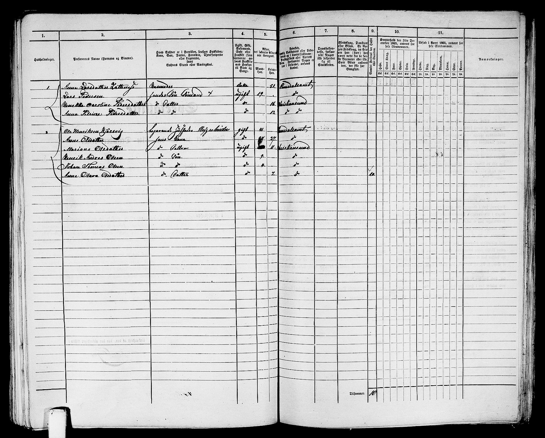 RA, Folketelling 1865 for 1503B Kristiansund prestegjeld, Kristiansund kjøpstad, 1865, s. 896