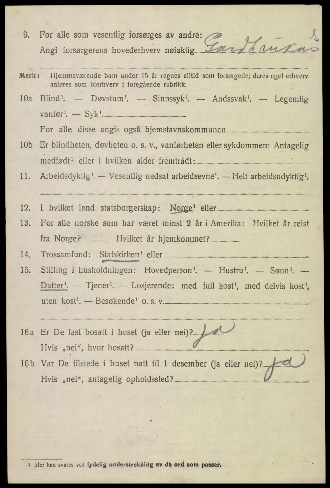 SAK, Folketelling 1920 for 0936 Hornnes herred, 1920, s. 3110