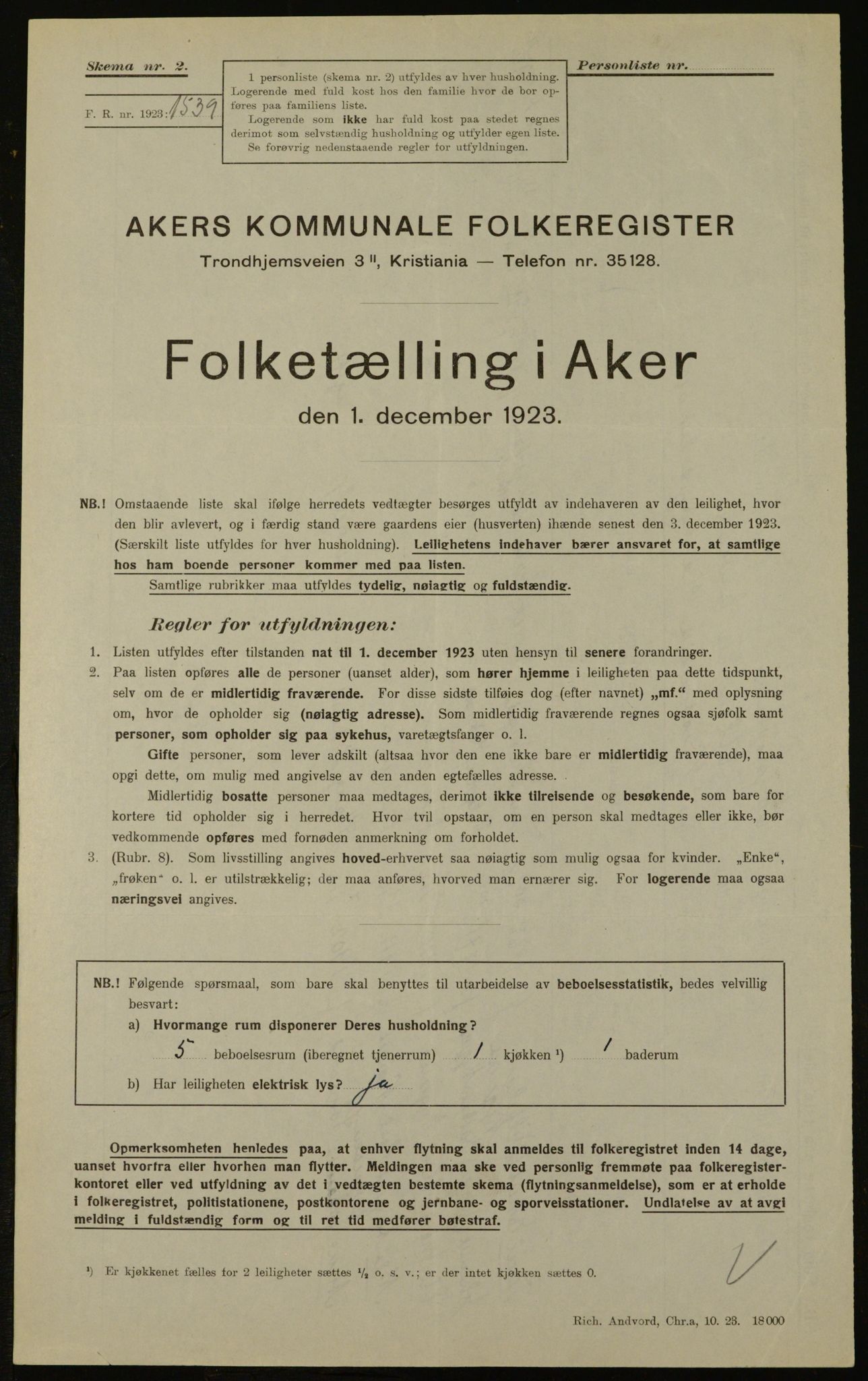 , Kommunal folketelling 1.12.1923 for Aker, 1923, s. 17518