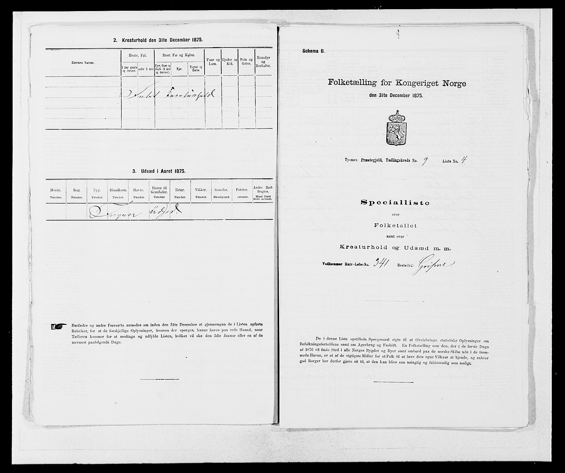 SAB, Folketelling 1875 for 1223P Tysnes prestegjeld, 1875, s. 1031