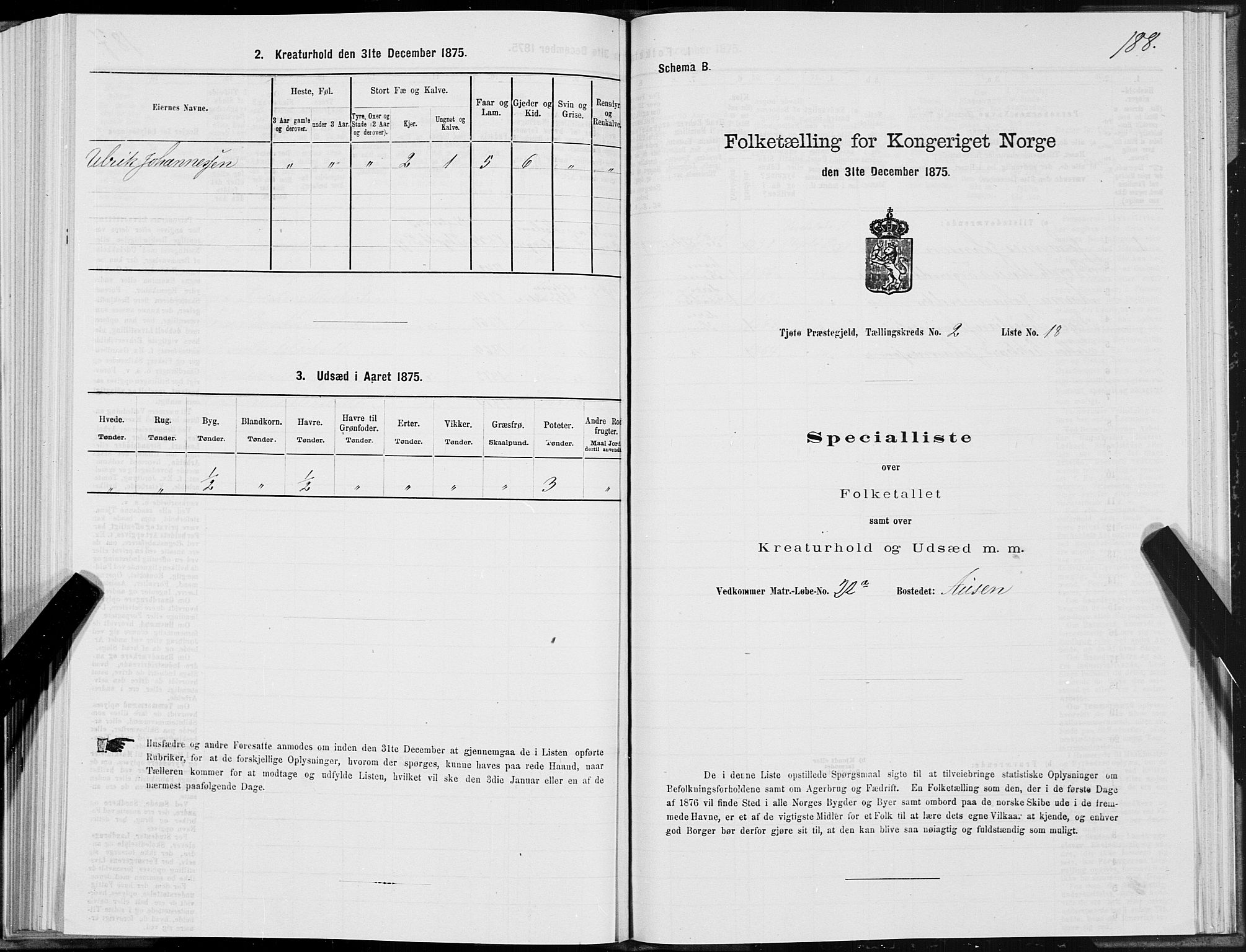 SAT, Folketelling 1875 for 1817P Tjøtta prestegjeld, 1875, s. 1188