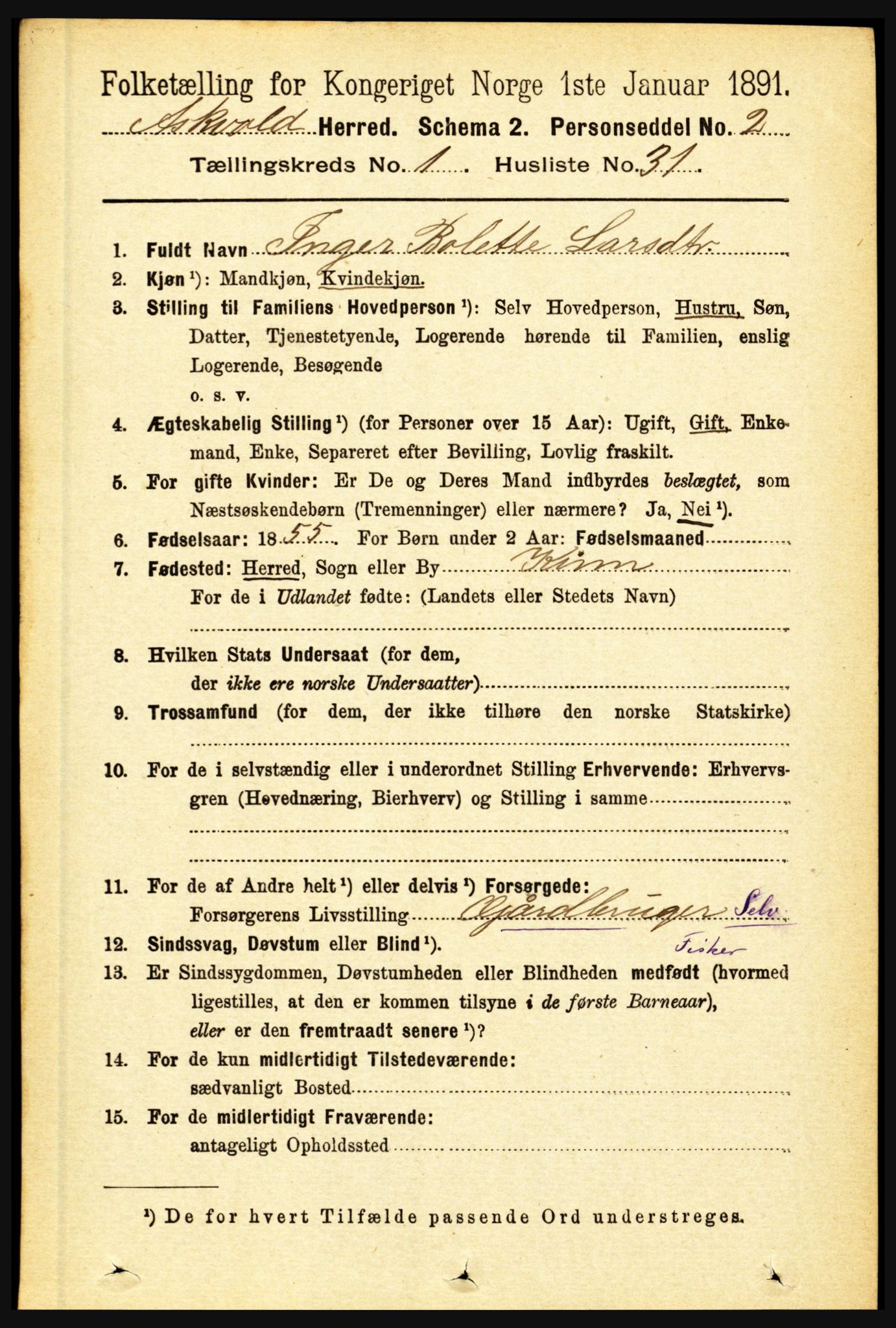 RA, Folketelling 1891 for 1428 Askvoll herred, 1891, s. 262