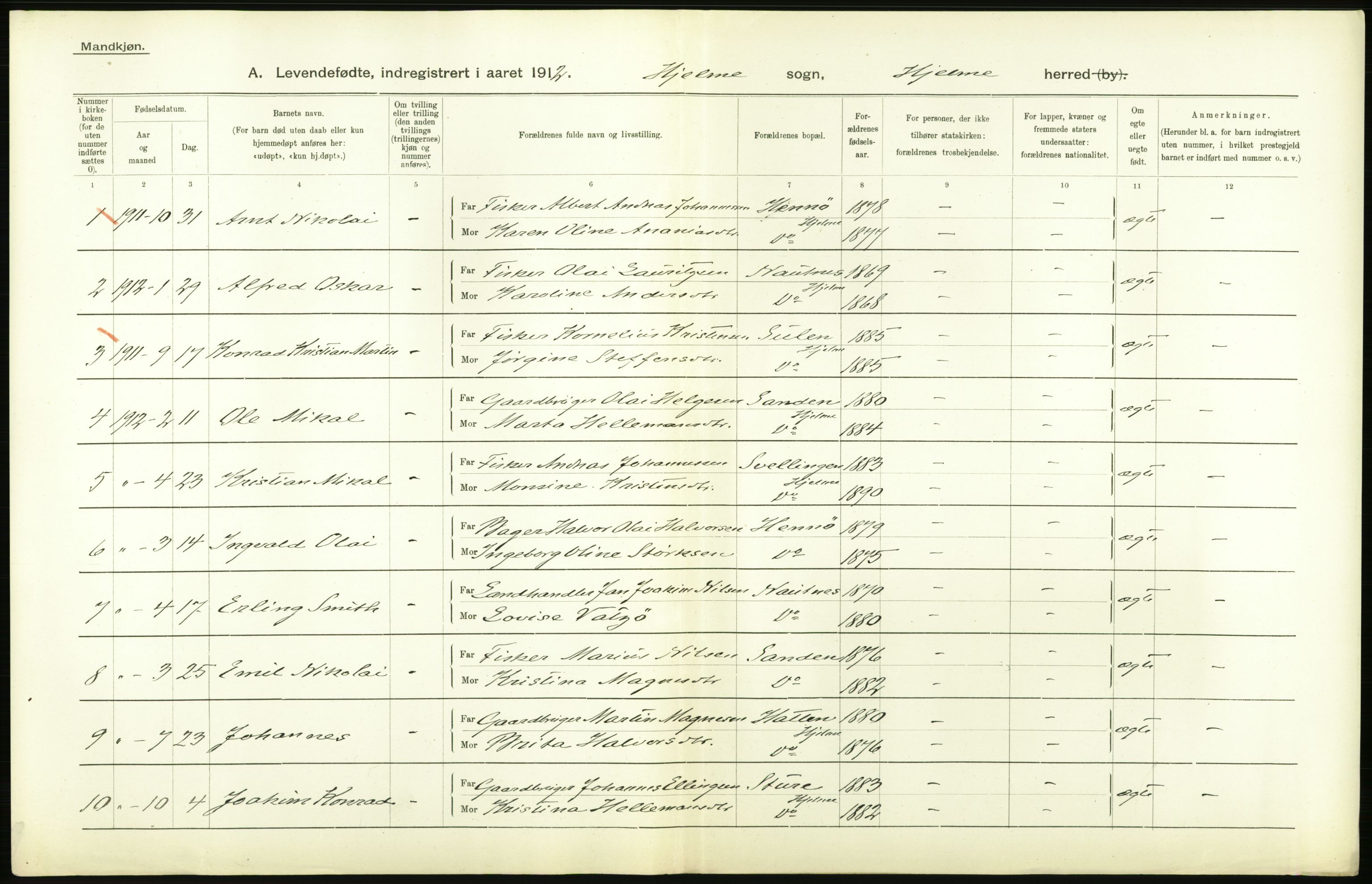 Statistisk sentralbyrå, Sosiodemografiske emner, Befolkning, AV/RA-S-2228/D/Df/Dfb/Dfbb/L0029: S. Bergenhus amt: Levendefødte menn og kvinner. Bygder., 1912, s. 56