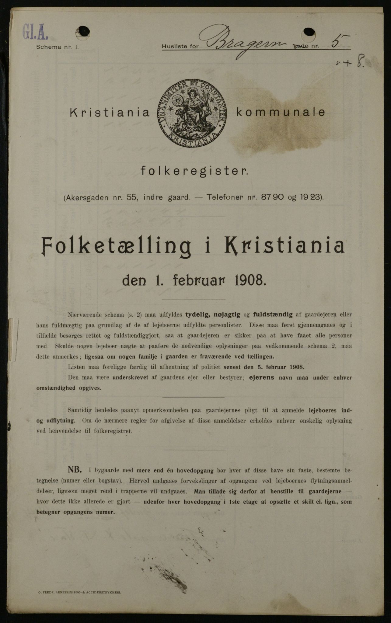 OBA, Kommunal folketelling 1.2.1908 for Kristiania kjøpstad, 1908, s. 7828