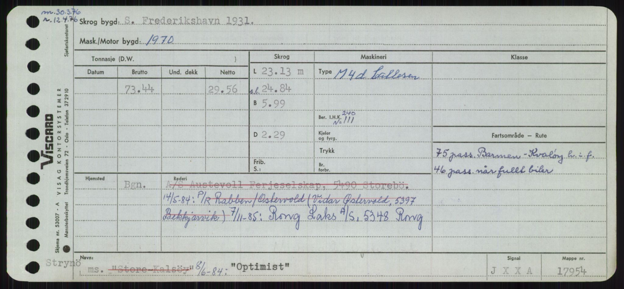 Sjøfartsdirektoratet med forløpere, Skipsmålingen, RA/S-1627/H/Ha/L0004/0002: Fartøy, Mas-R / Fartøy, Odin-R, s. 111