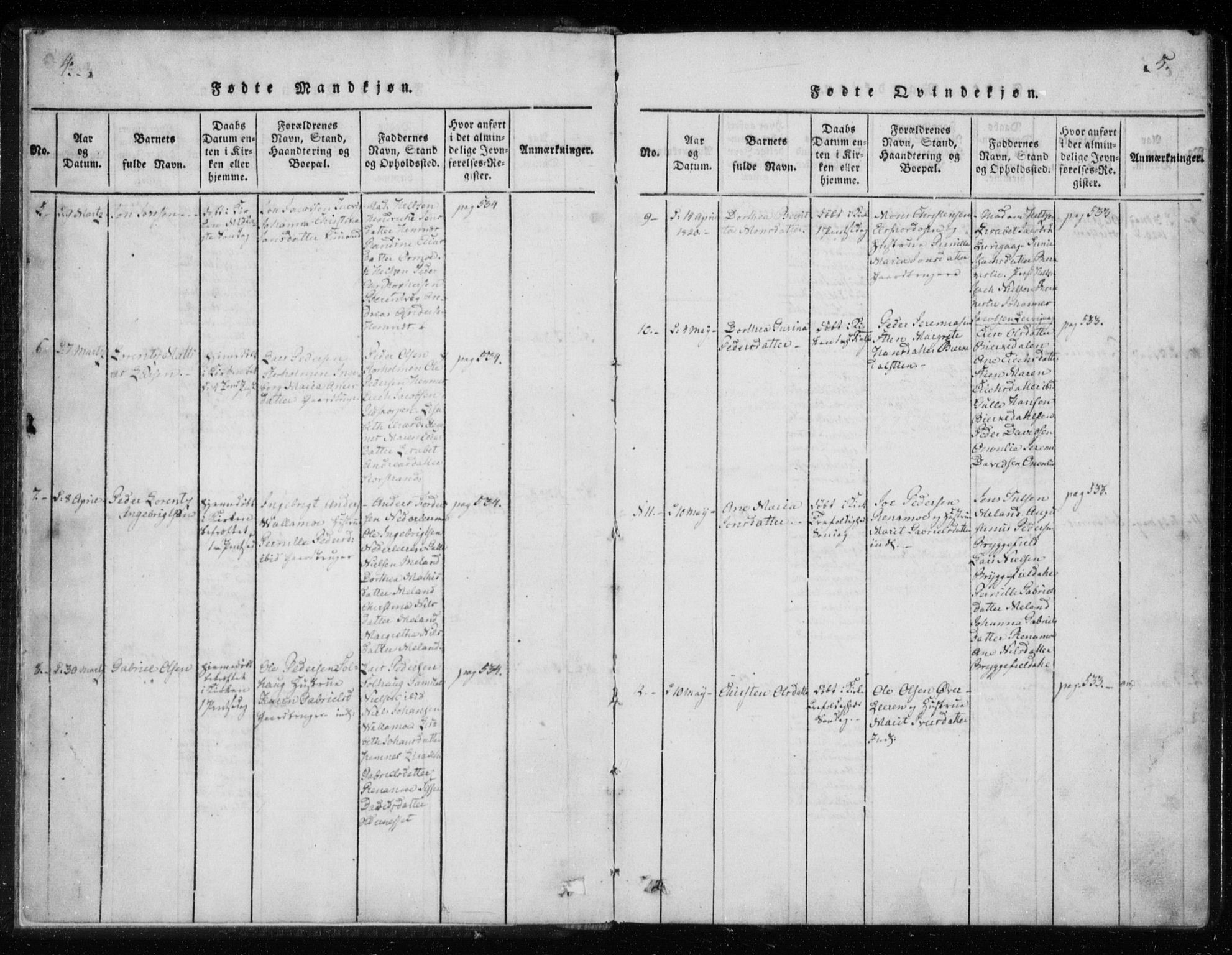 Ministerialprotokoller, klokkerbøker og fødselsregistre - Nordland, AV/SAT-A-1459/825/L0353: Ministerialbok nr. 825A07, 1820-1826, s. 4-5