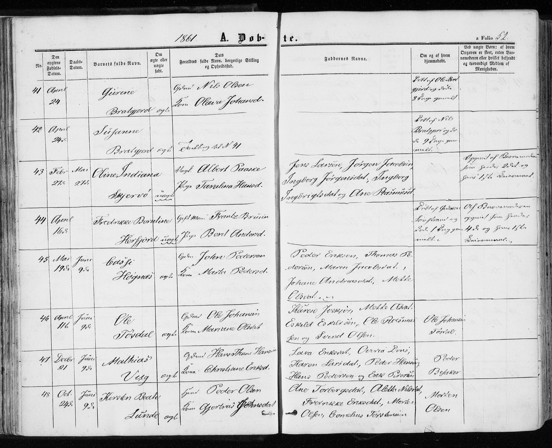 Ministerialprotokoller, klokkerbøker og fødselsregistre - Sør-Trøndelag, SAT/A-1456/657/L0705: Ministerialbok nr. 657A06, 1858-1867, s. 52