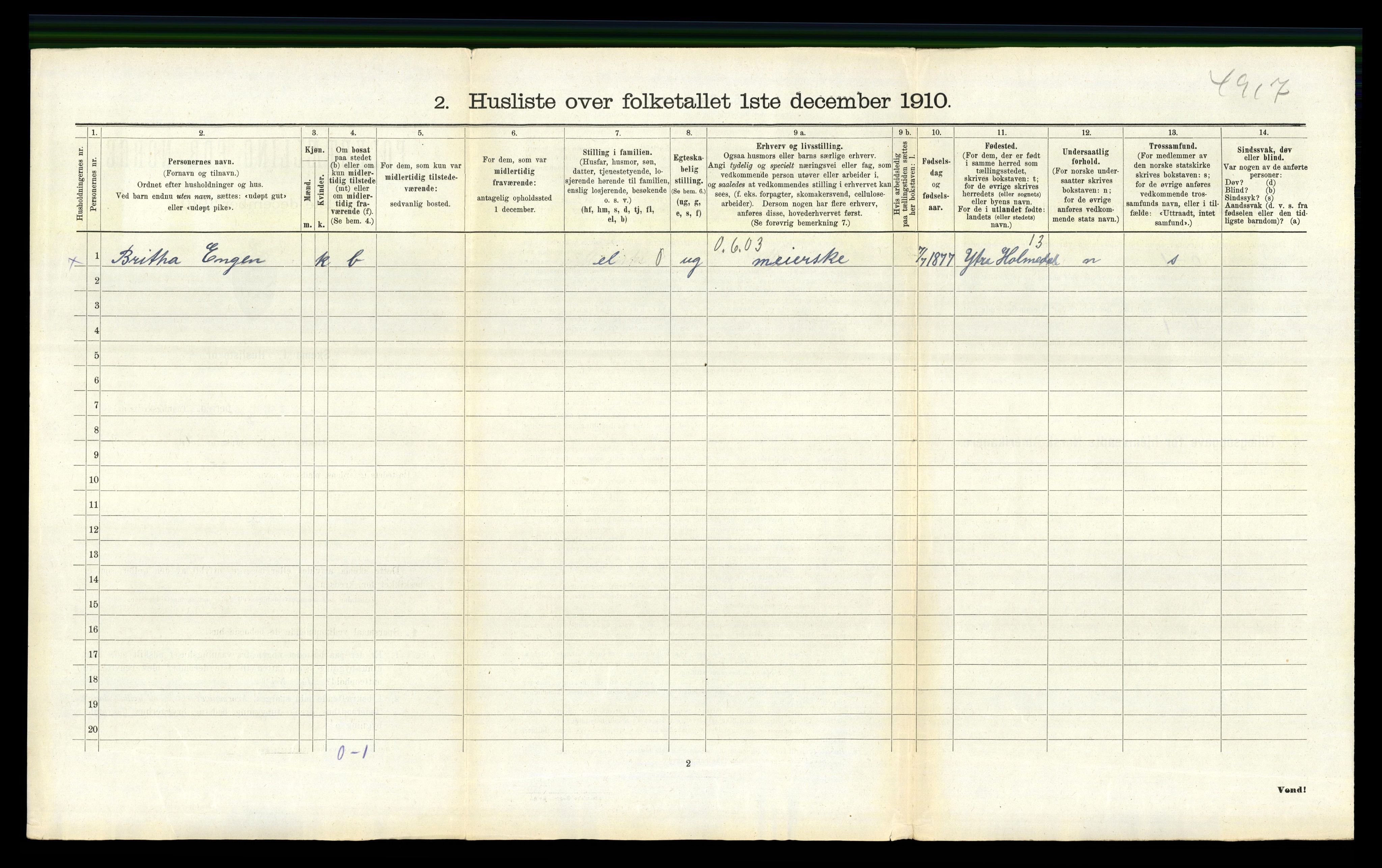 RA, Folketelling 1910 for 1250 Haus herred, 1910, s. 665