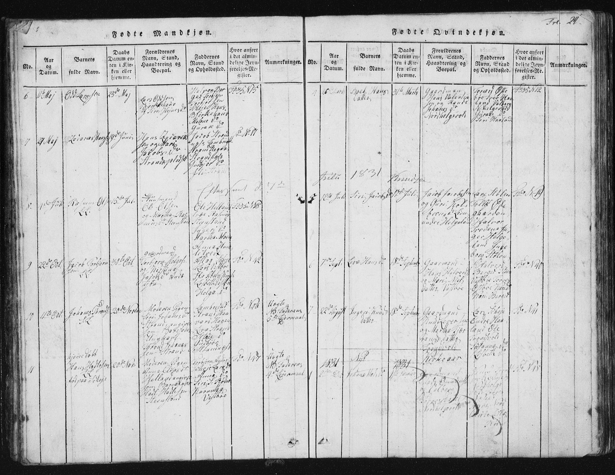 Vikedal sokneprestkontor, AV/SAST-A-101840/01/V: Klokkerbok nr. B 2, 1816-1863, s. 24