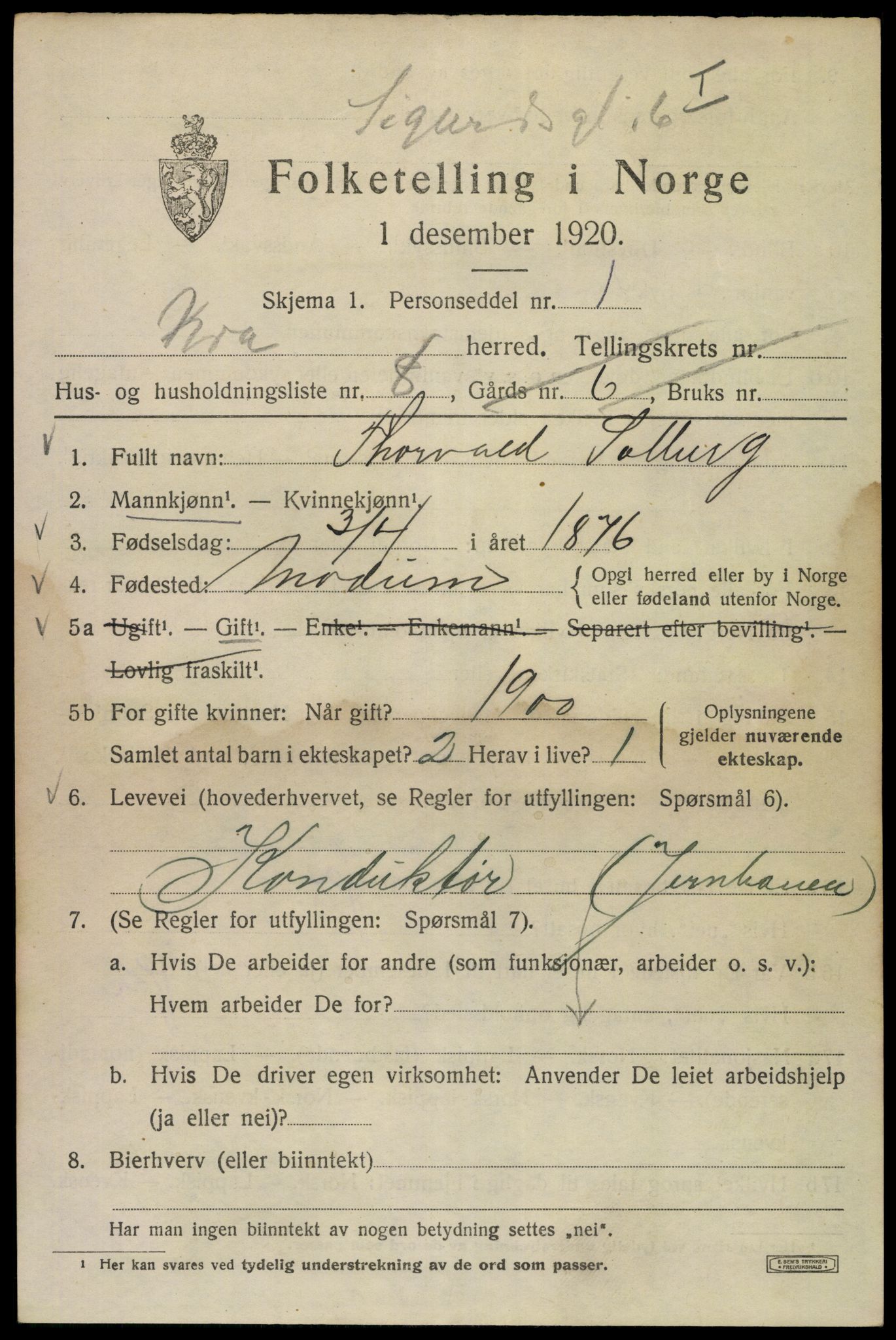 SAO, Folketelling 1920 for 0301 Kristiania kjøpstad, 1920, s. 510769