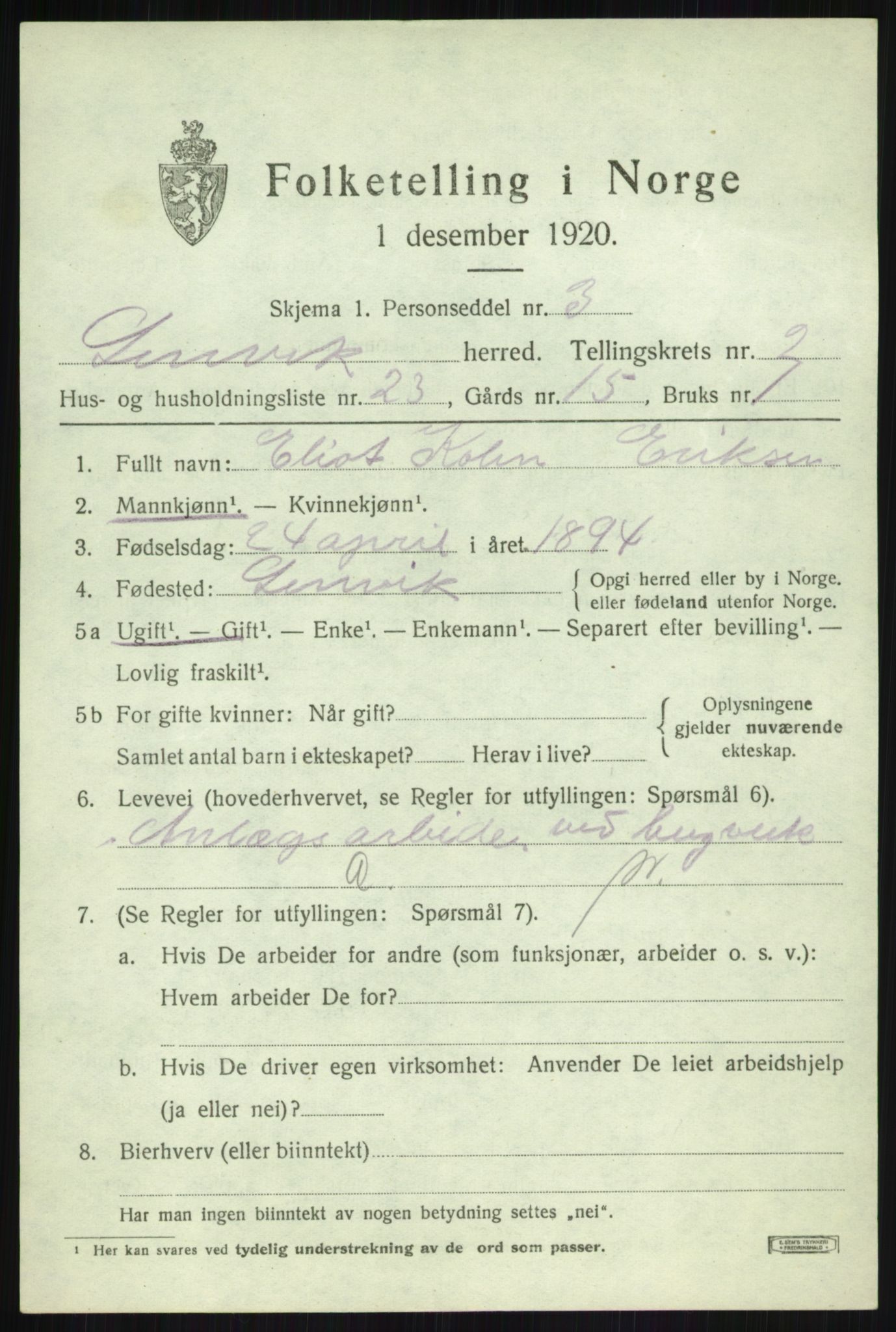 SATØ, Folketelling 1920 for 1931 Lenvik herred, 1920, s. 4242