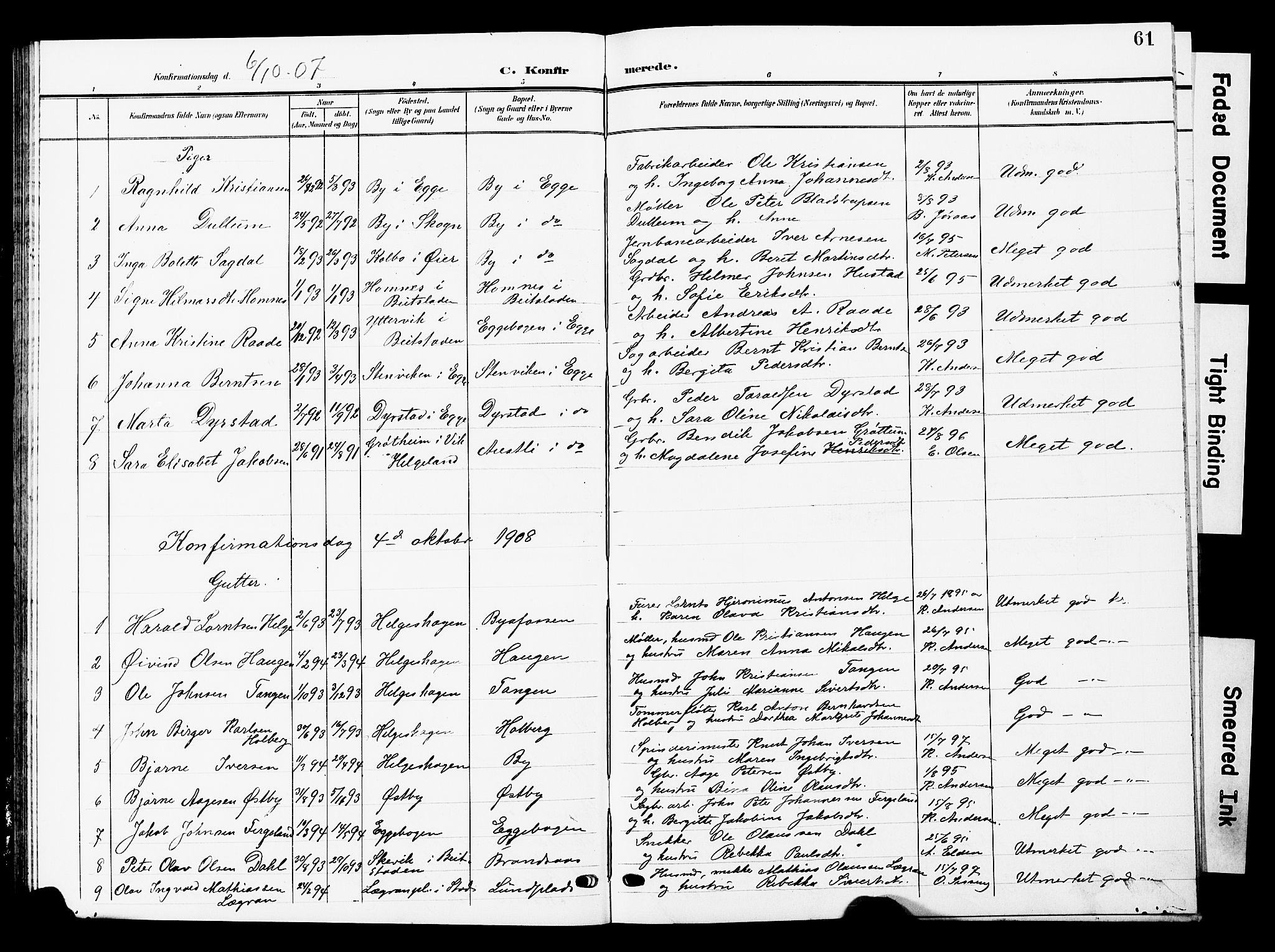 Ministerialprotokoller, klokkerbøker og fødselsregistre - Nord-Trøndelag, SAT/A-1458/740/L0381: Klokkerbok nr. 740C02, 1903-1914, s. 61