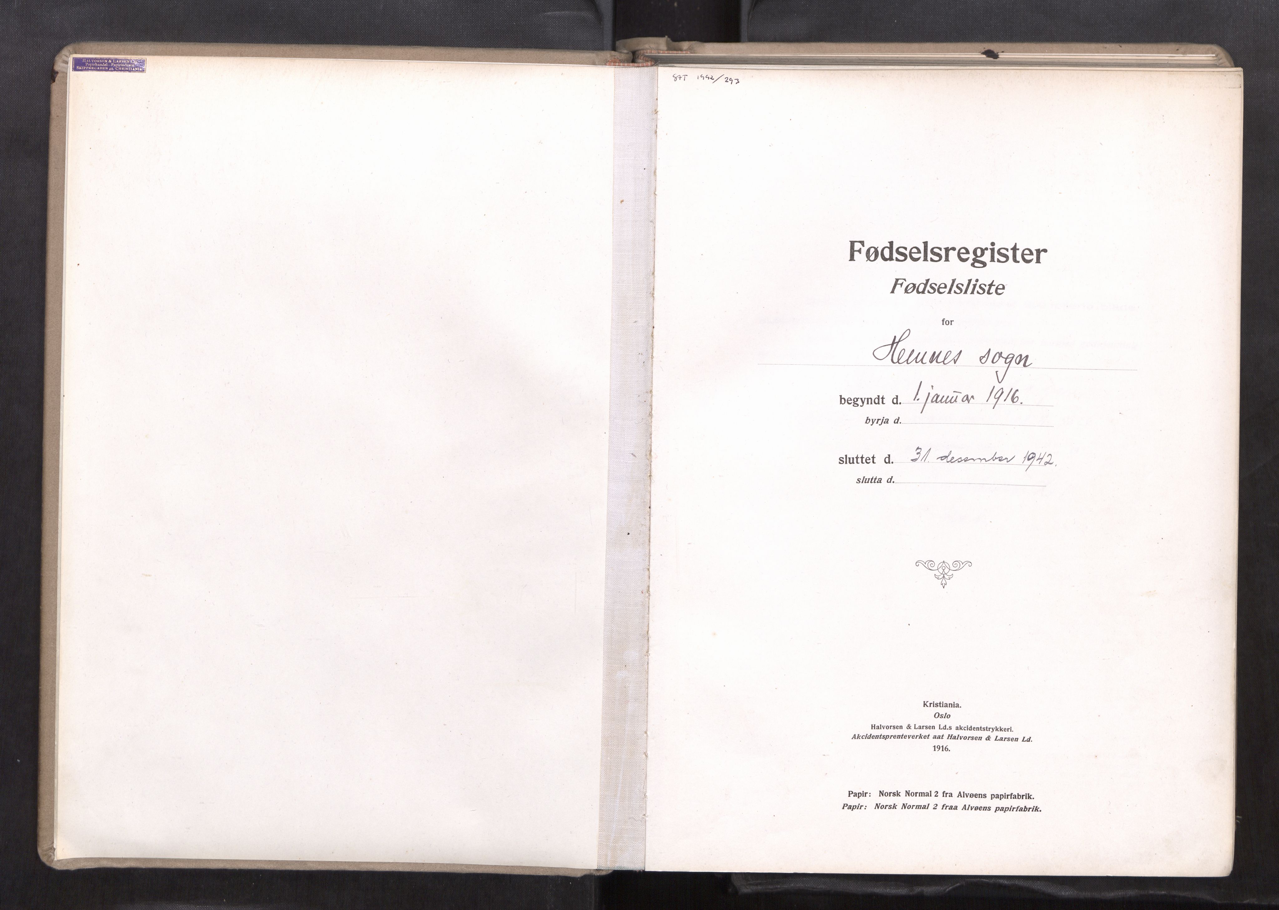 Ministerialprotokoller, klokkerbøker og fødselsregistre - Nordland, AV/SAT-A-1459/825/L0375: Fødselsregister nr. 825.II.4.1, 1916-1942