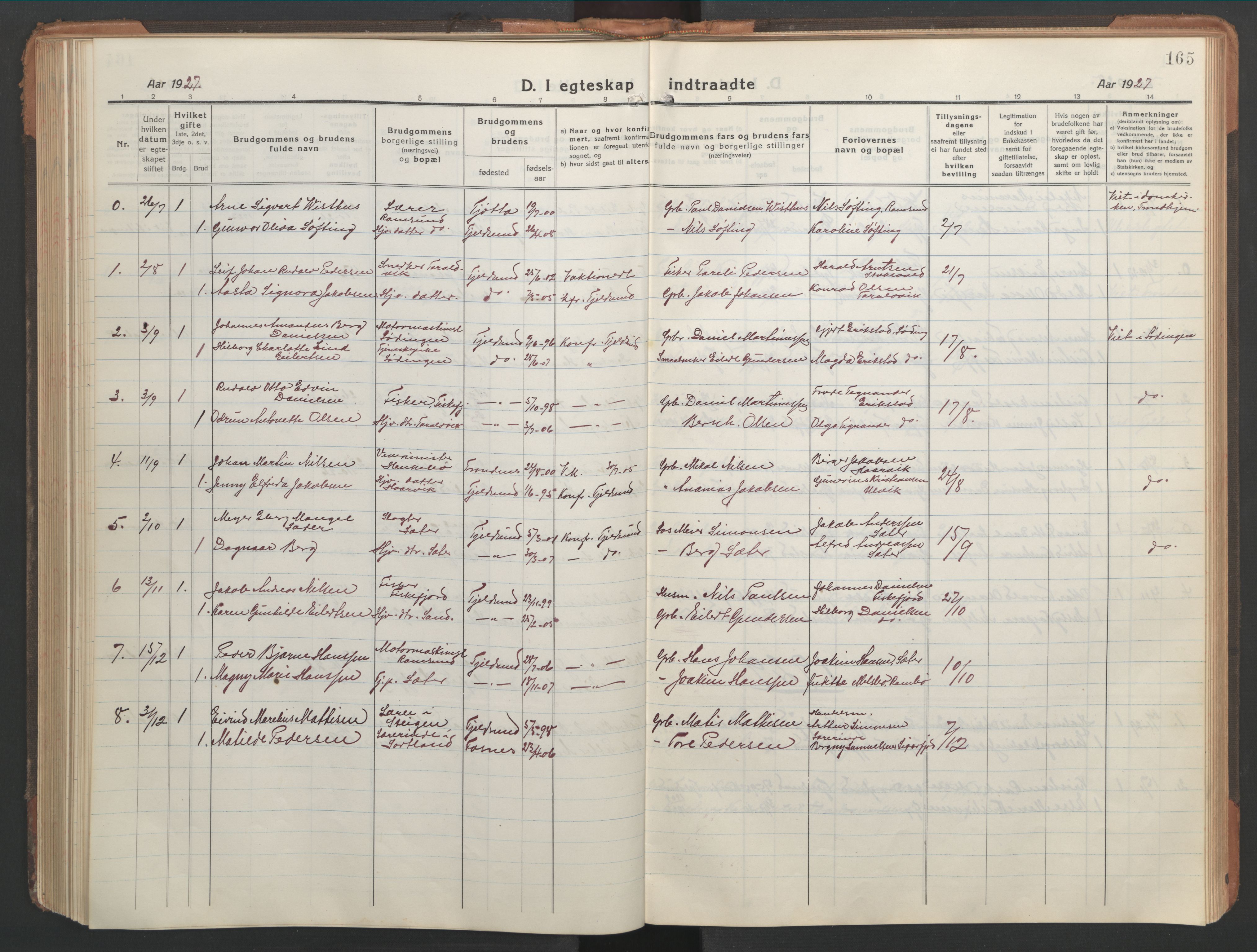 Ministerialprotokoller, klokkerbøker og fødselsregistre - Nordland, AV/SAT-A-1459/865/L0933: Klokkerbok nr. 865C05, 1917-1947, s. 165