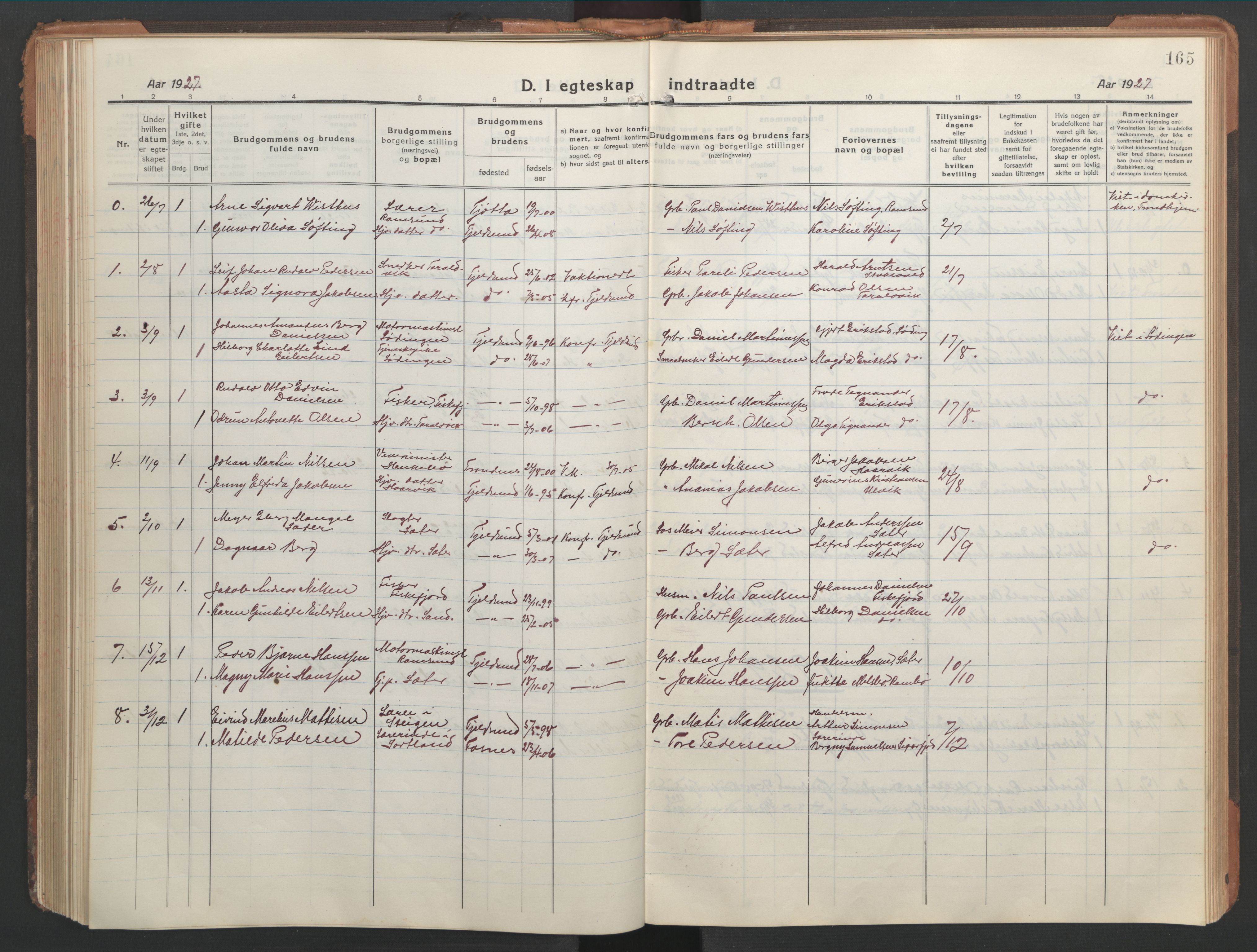 Ministerialprotokoller, klokkerbøker og fødselsregistre - Nordland, SAT/A-1459/865/L0933: Klokkerbok nr. 865C05, 1917-1947, s. 165