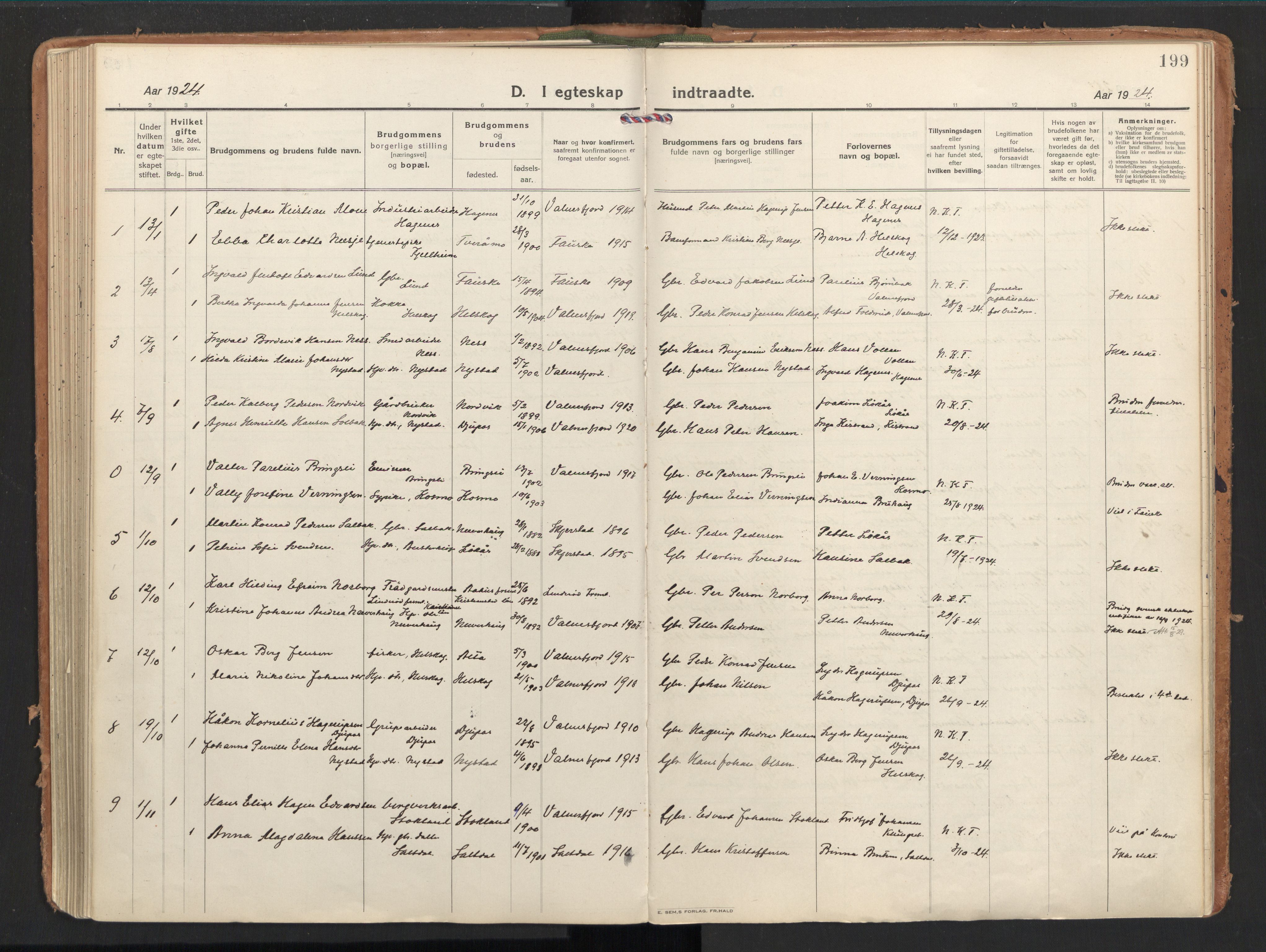 Ministerialprotokoller, klokkerbøker og fødselsregistre - Nordland, AV/SAT-A-1459/851/L0725: Ministerialbok nr. 851A02, 1922-1944, s. 199