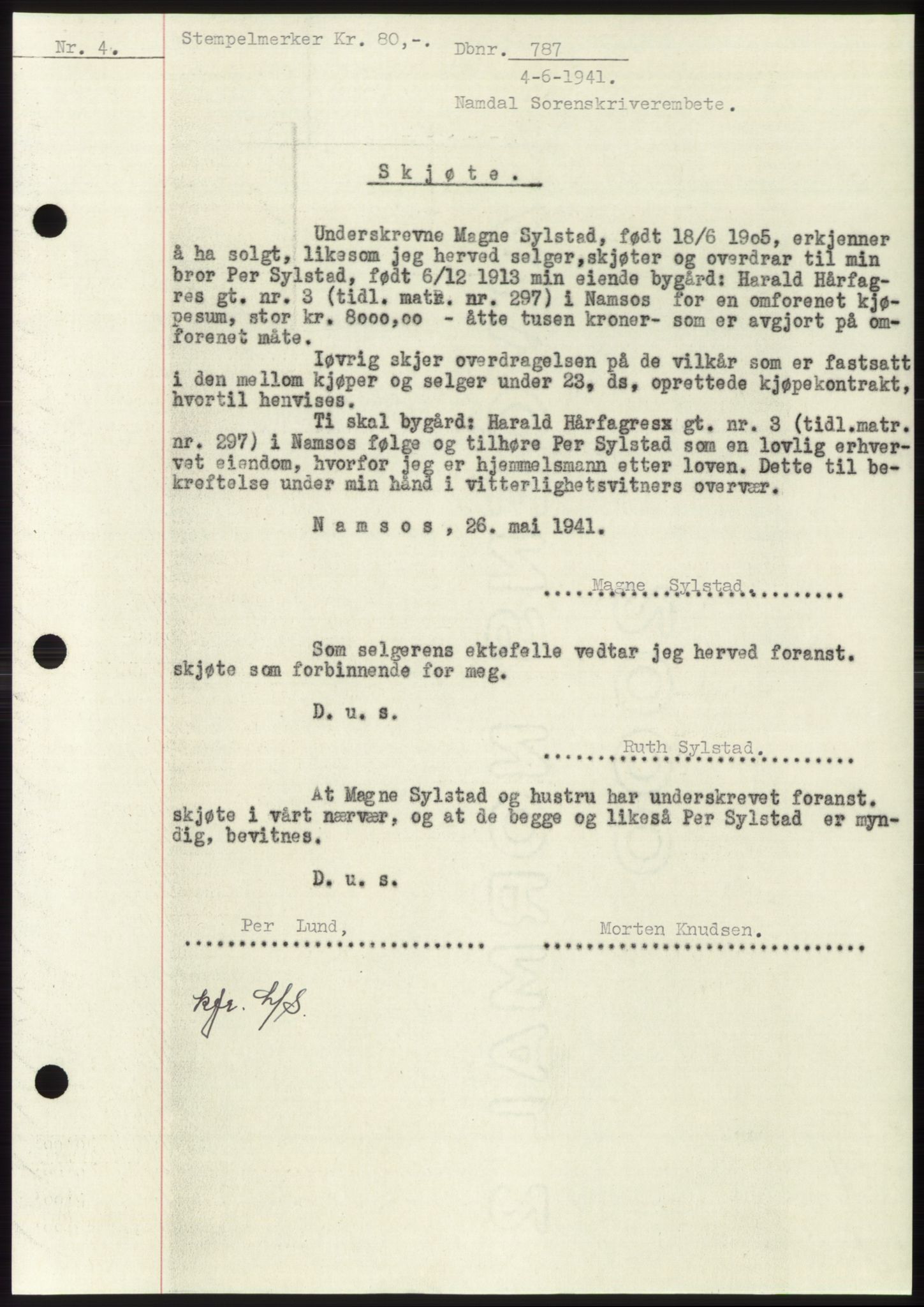 Namdal sorenskriveri, SAT/A-4133/1/2/2C: Pantebok nr. -, 1940-1941, Tingl.dato: 04.06.1941