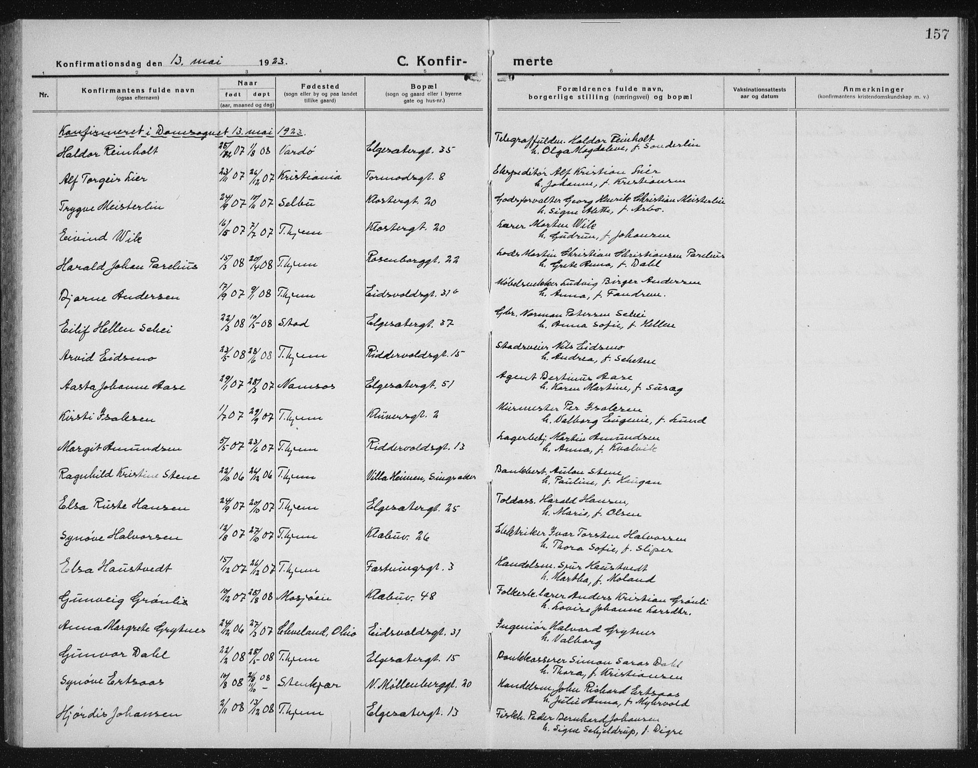 Ministerialprotokoller, klokkerbøker og fødselsregistre - Sør-Trøndelag, AV/SAT-A-1456/604/L0227: Klokkerbok nr. 604C10, 1923-1942, s. 157